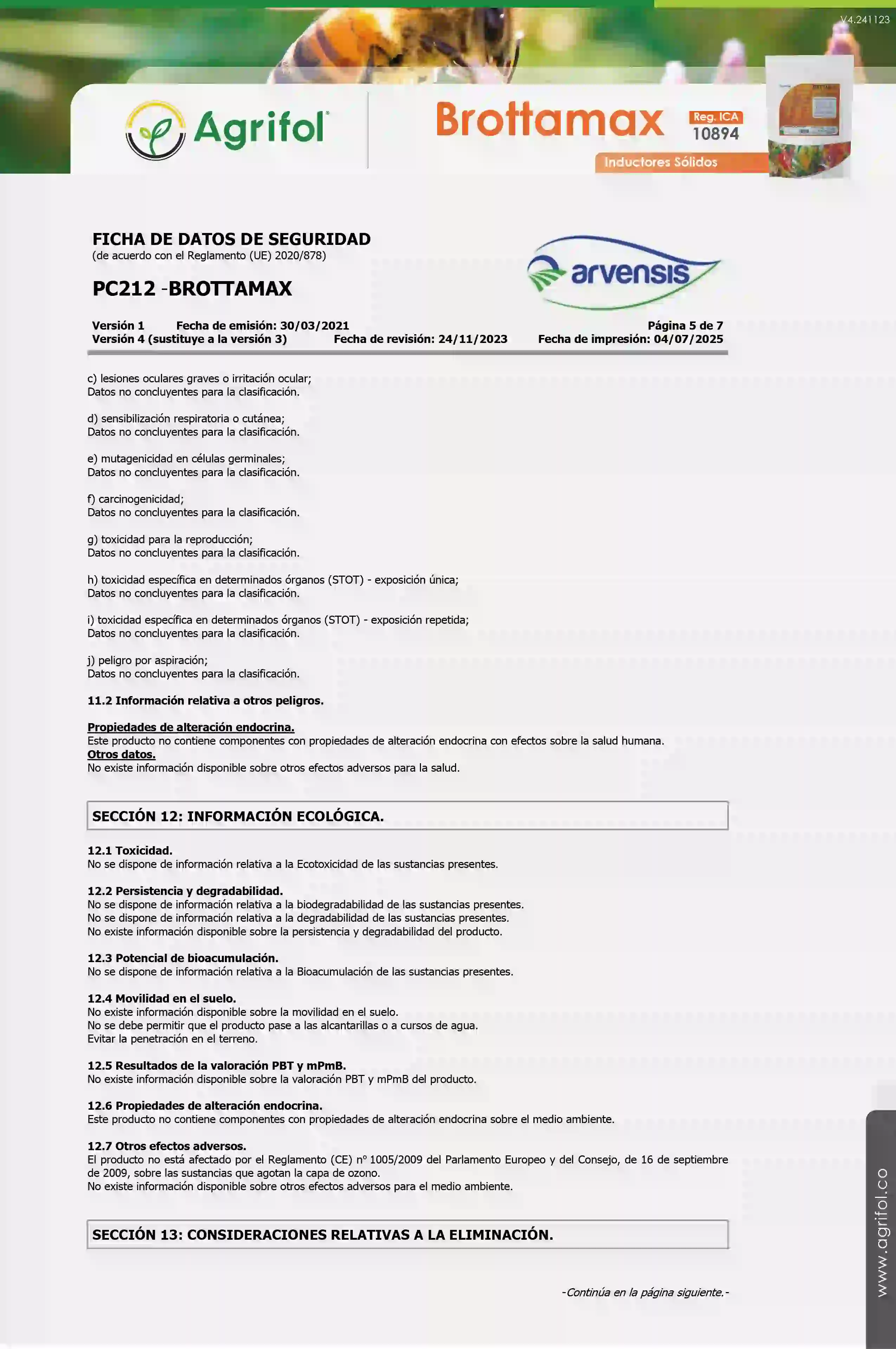 Ficha de seguridad Brottamax - Página 5