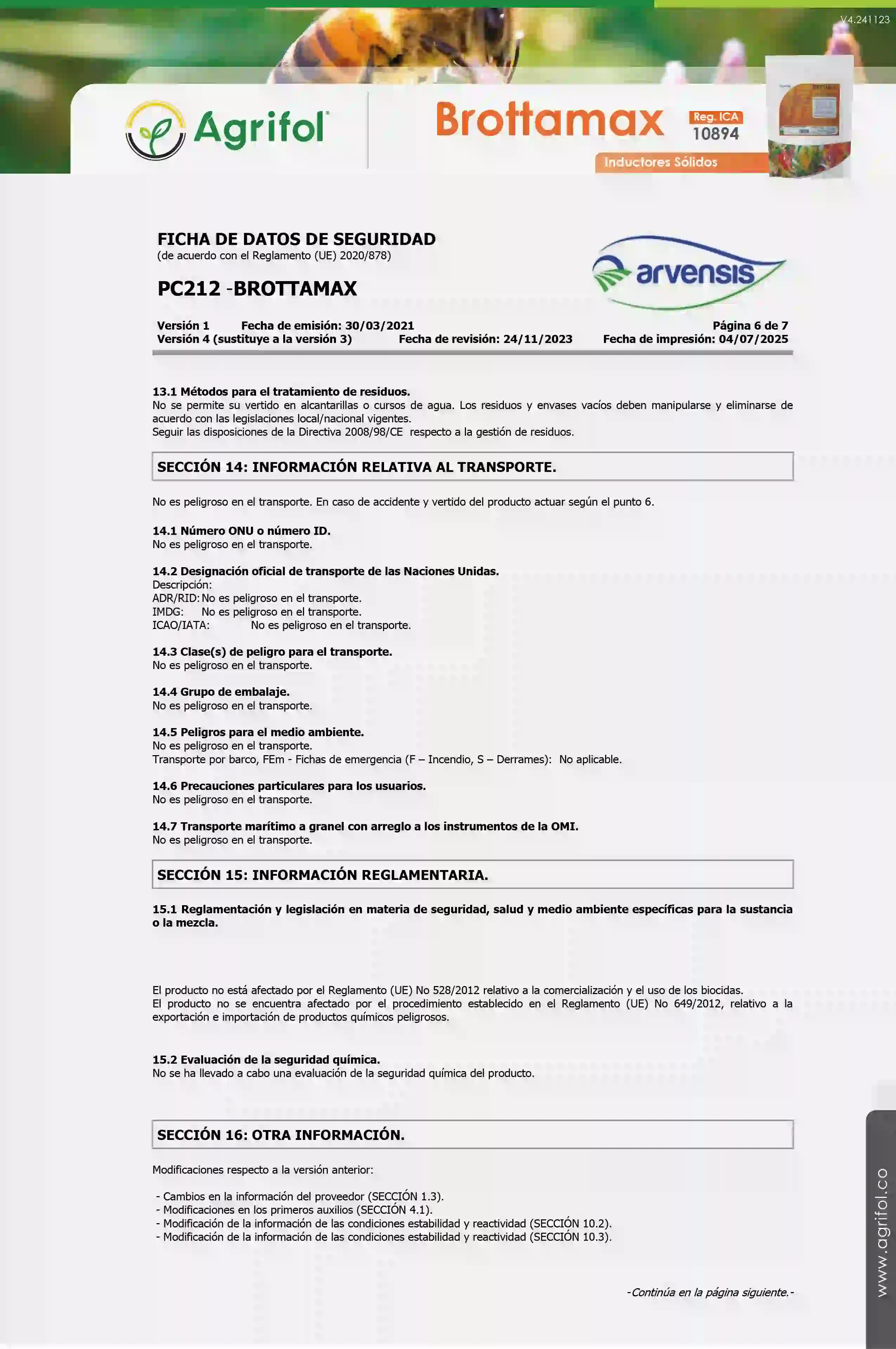 Ficha de seguridad Brottamax - Página 6