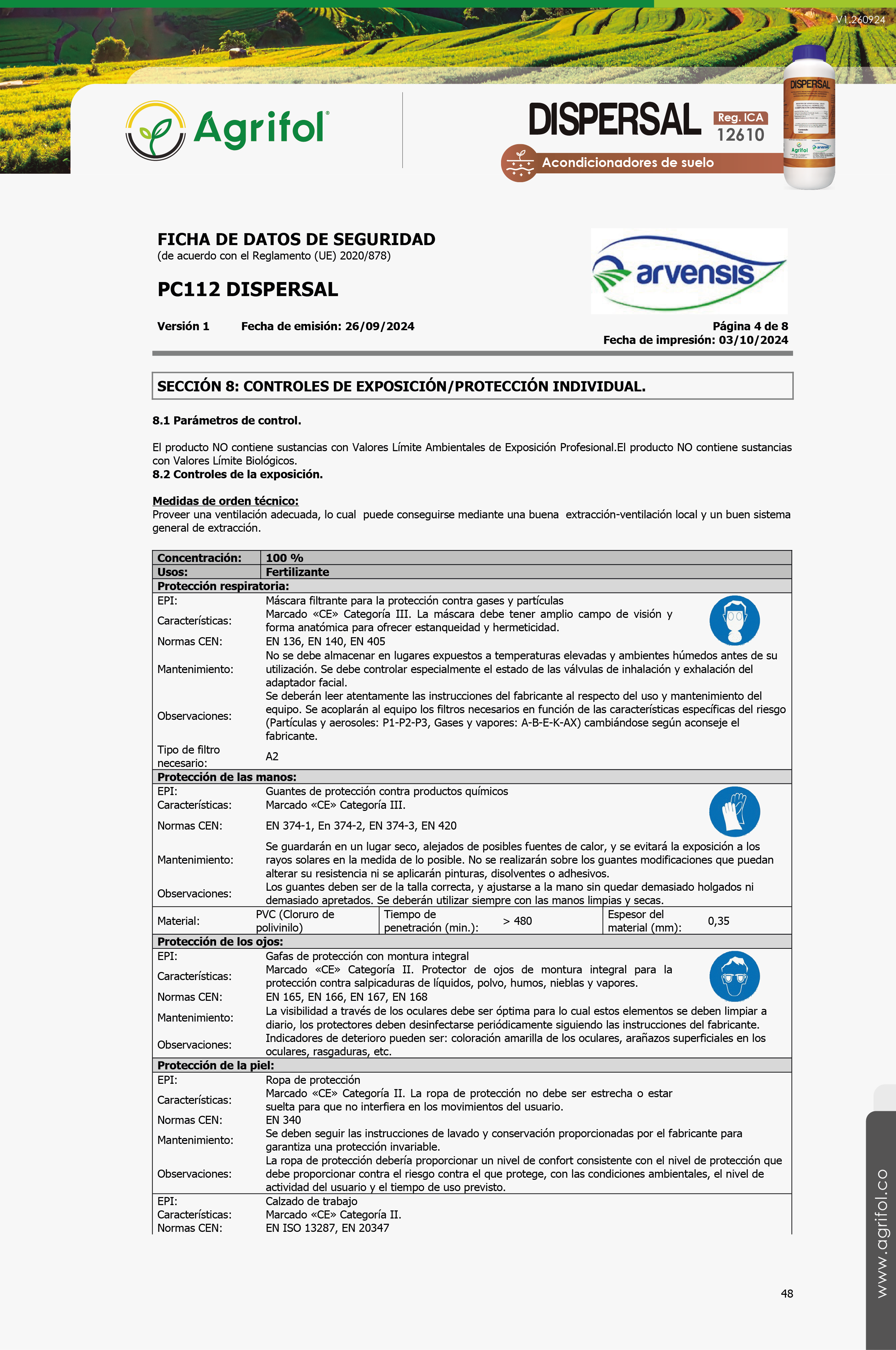 Ficha de seguridad Dispersal - Página 4