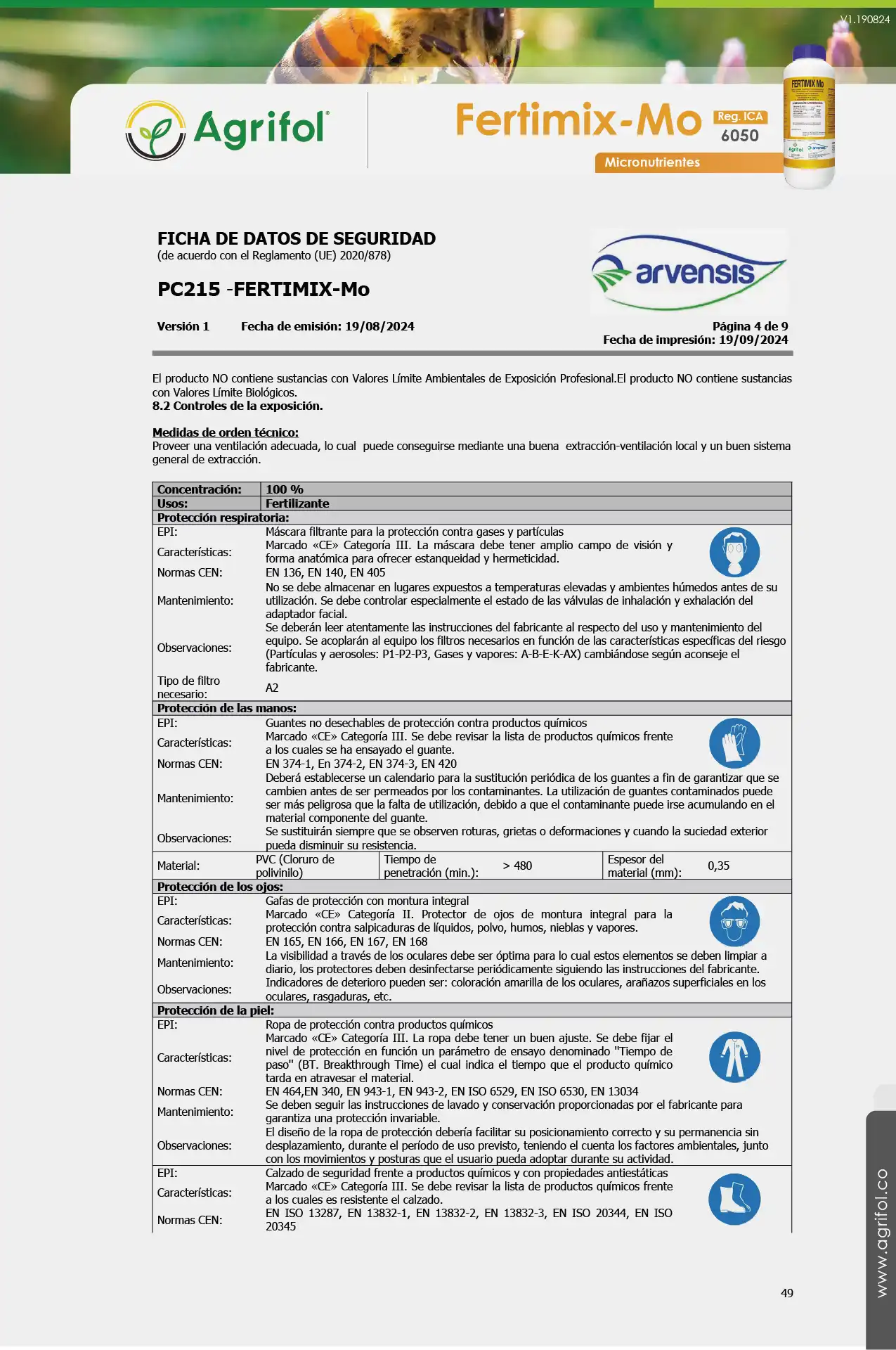 Ficha de seguridad Fertimix-Mo - Página 4