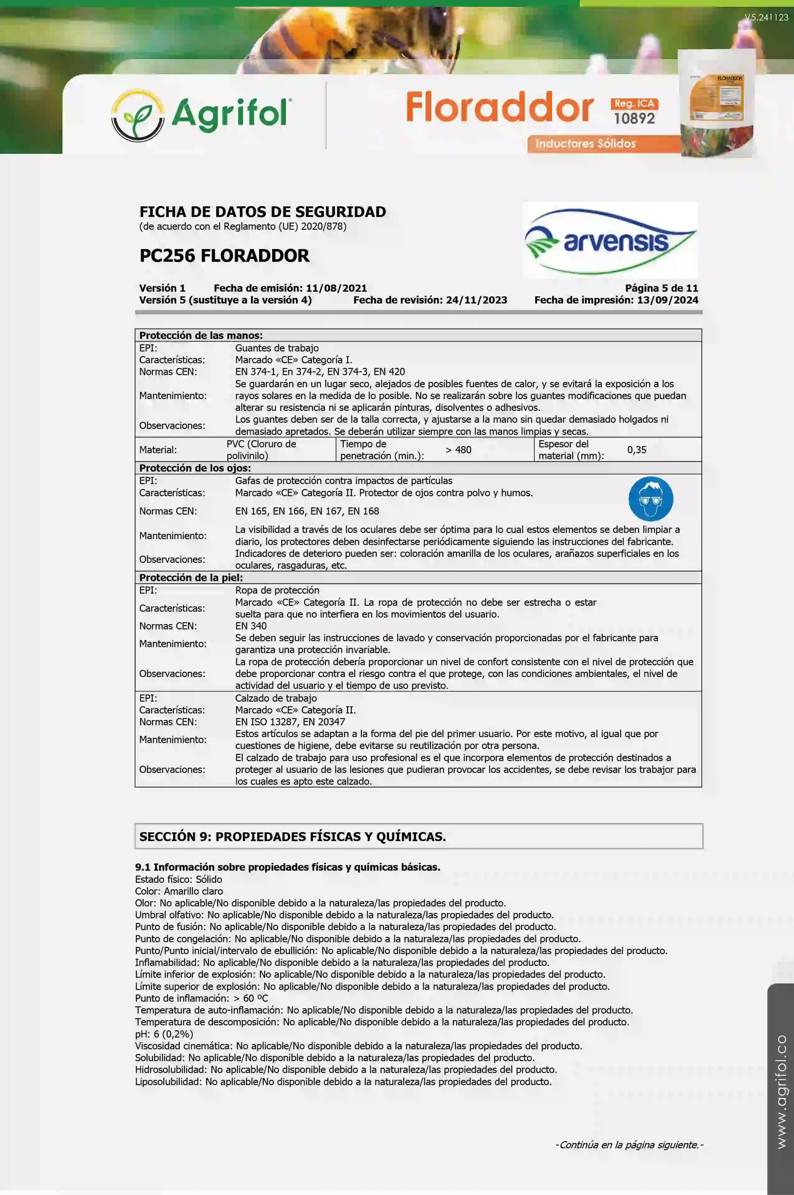 Ficha de seguridad Floraddor - Página 5