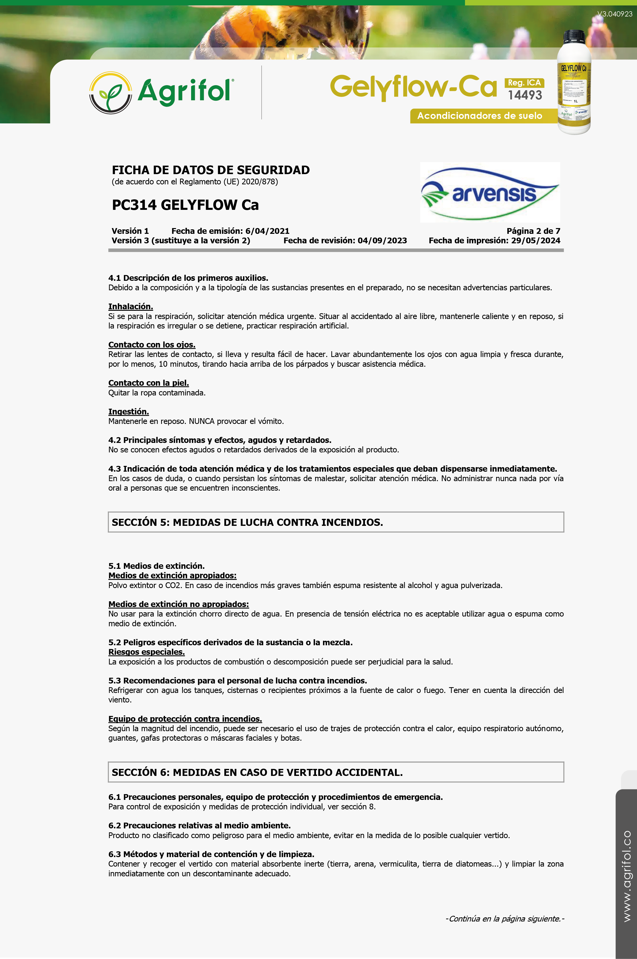Ficha de seguridad Gelyflow-Ca - Página 2