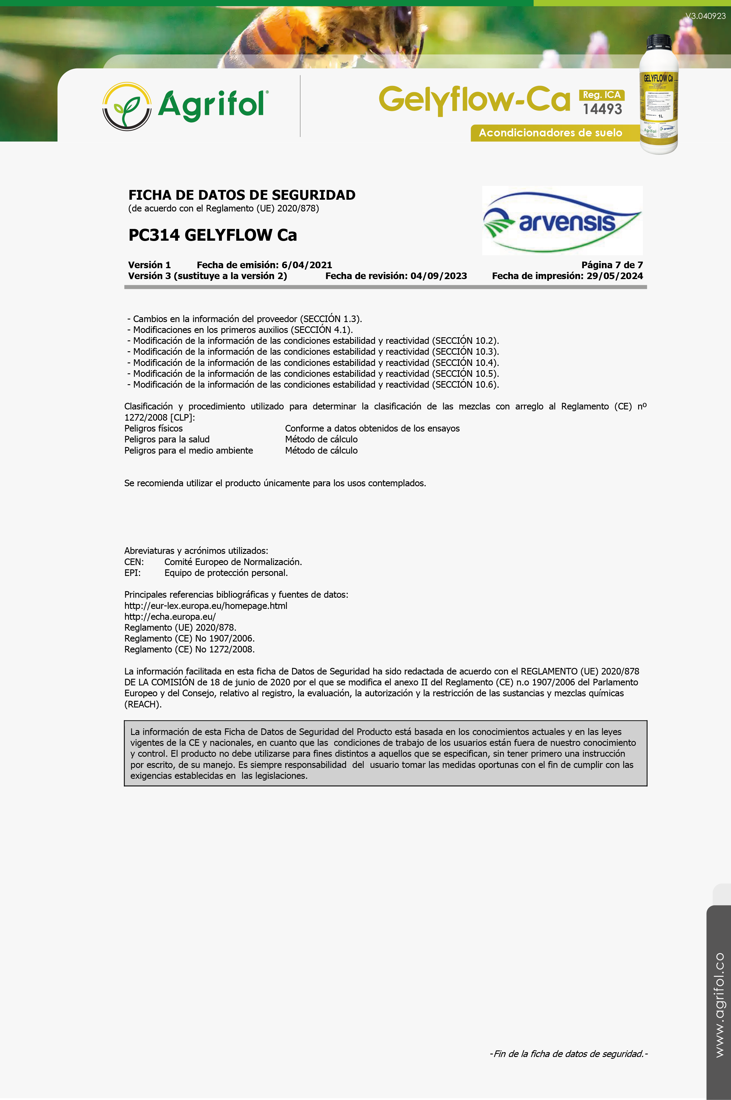 Ficha de seguridad Gelyflow-Ca - Página 7