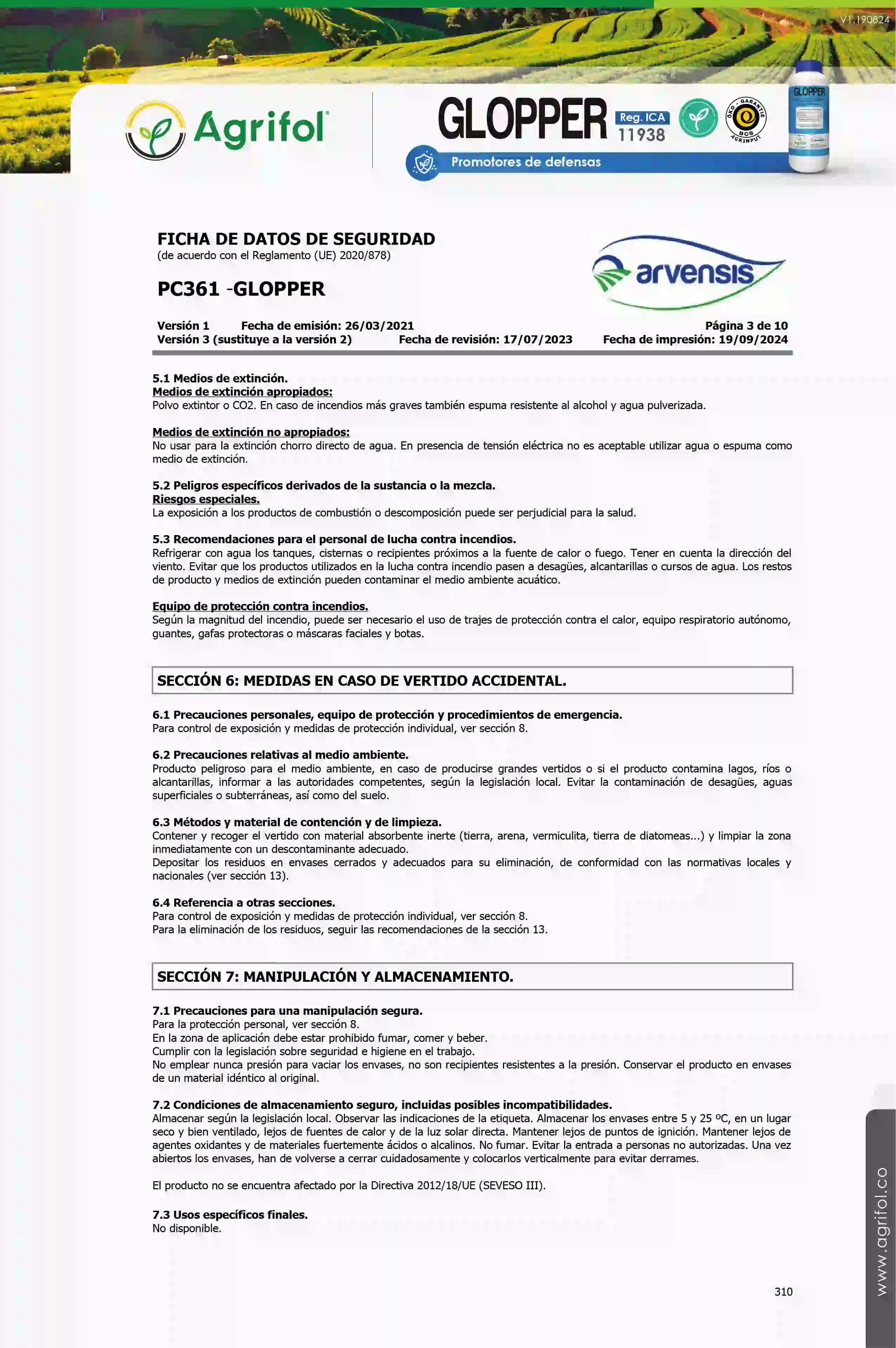 Ficha de seguridad Glopper - Página 3