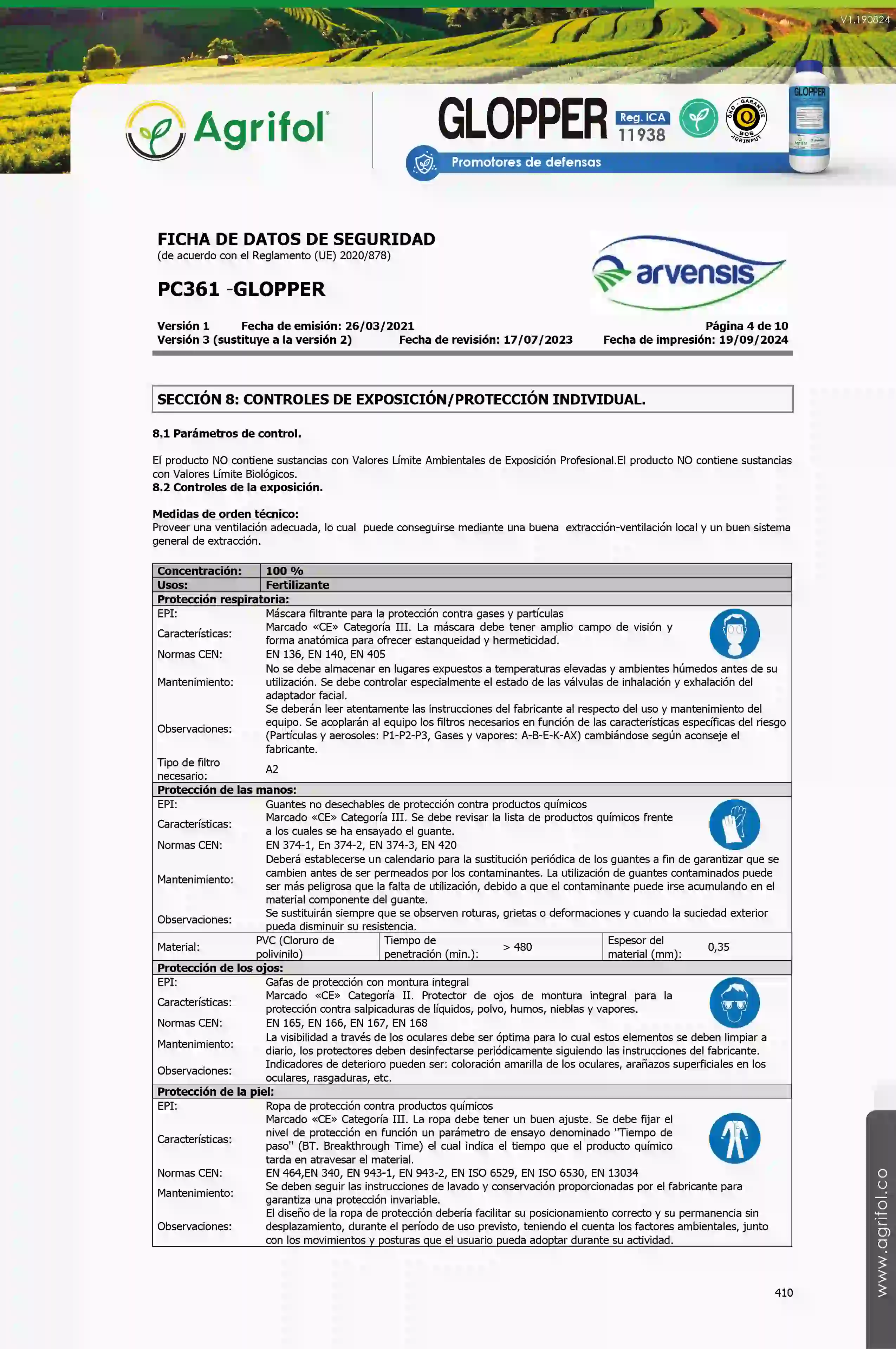 Ficha de seguridad Glopper - Página 4