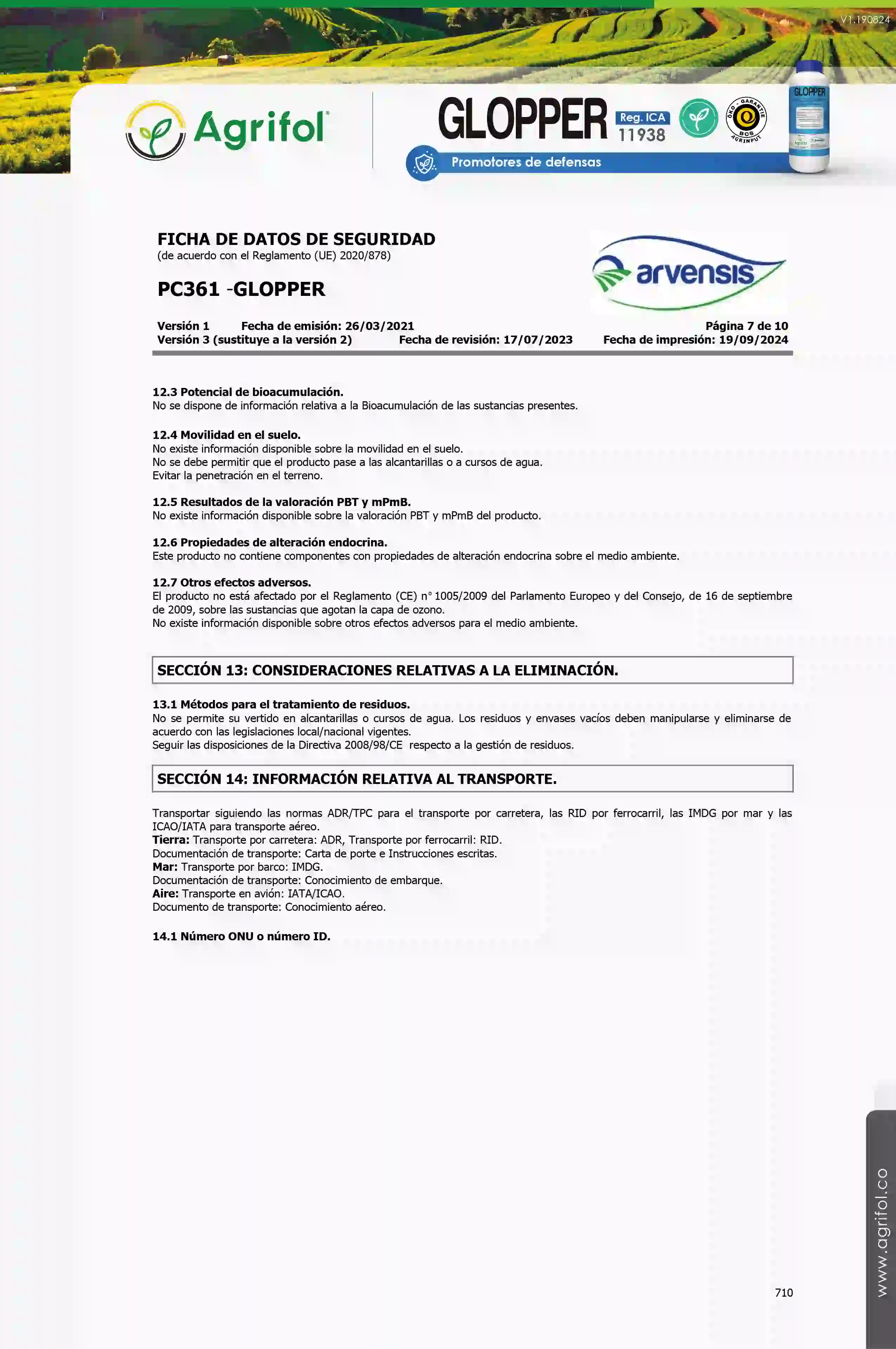 Ficha de seguridad Glopper - Página 7