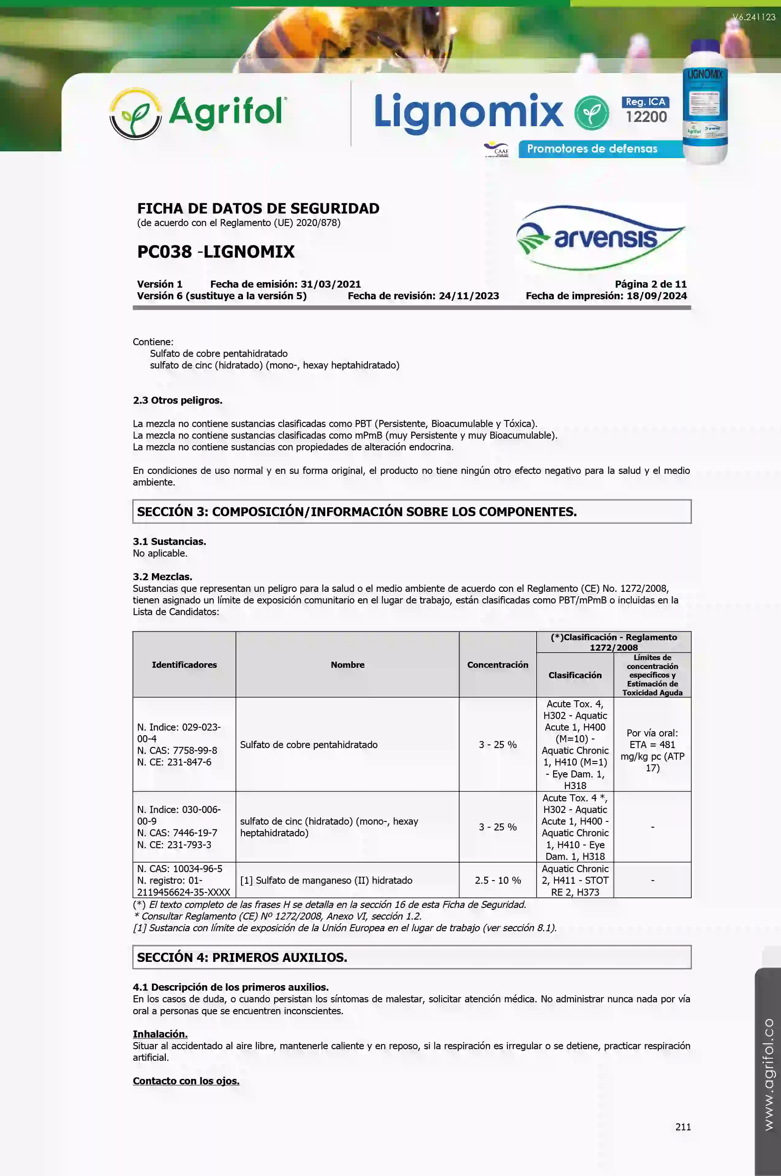 Ficha de seguridad Lignomix - Página 2