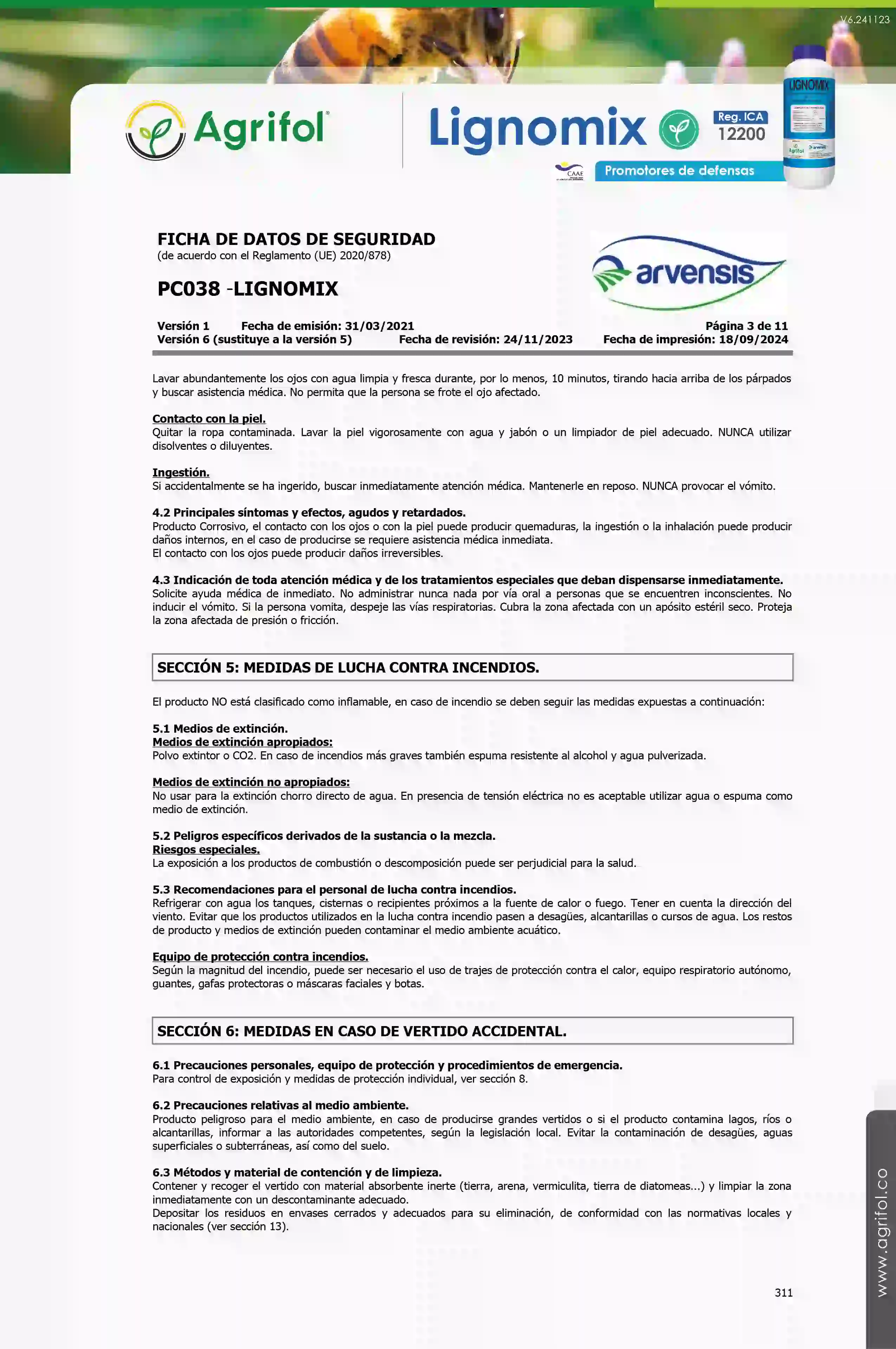 Ficha de seguridad Lignomix - Página 3