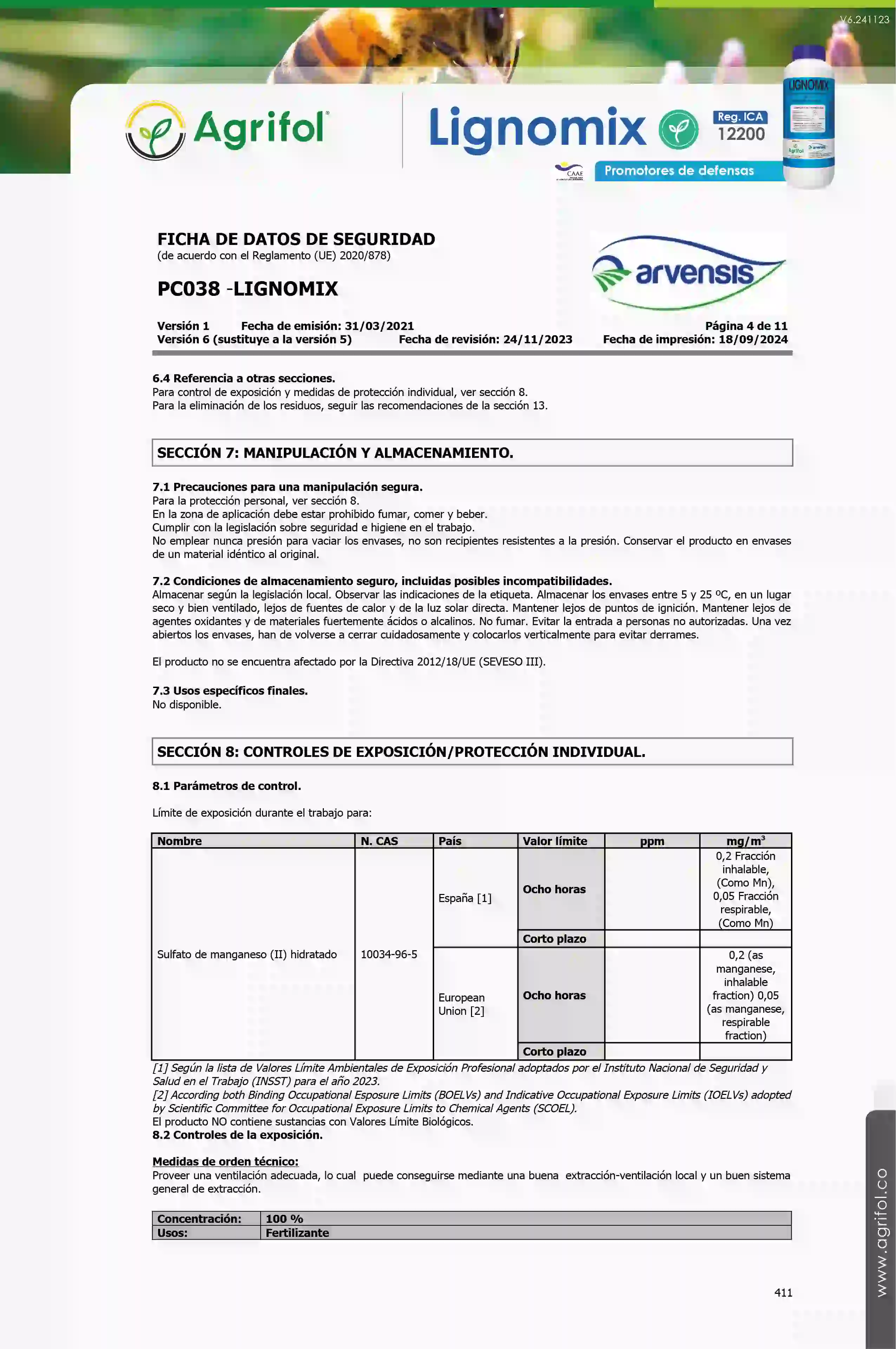 Ficha de seguridad Lignomix - Página 4