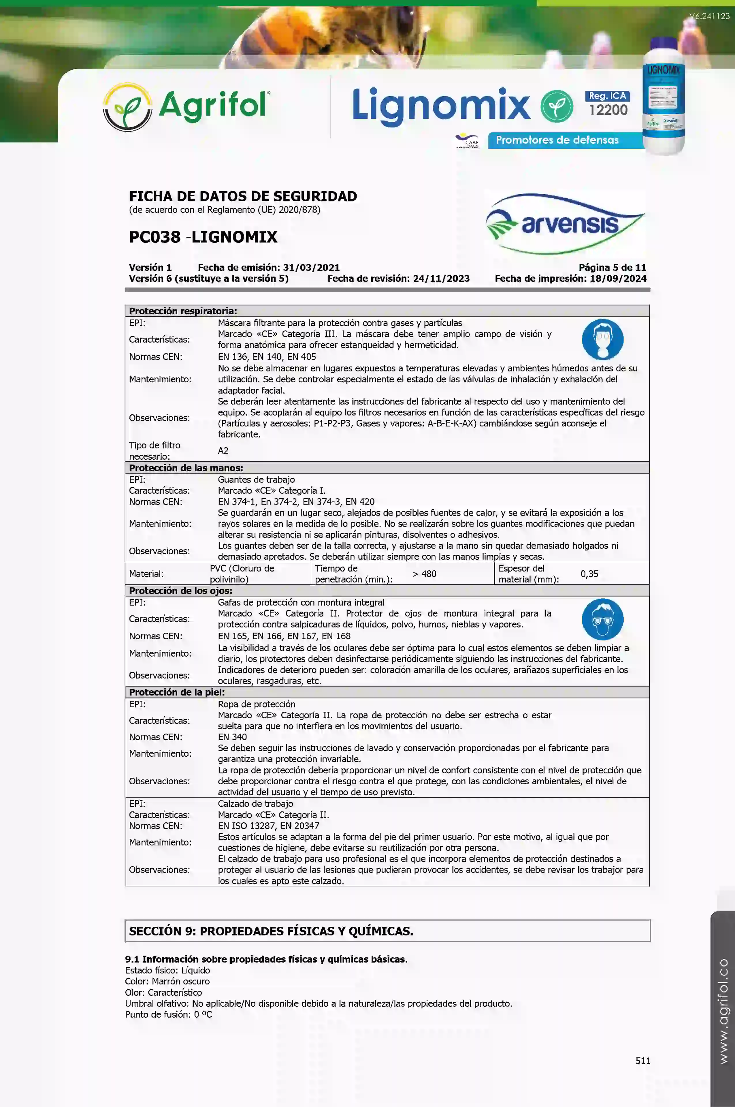 Ficha de seguridad Lignomix - Página 5