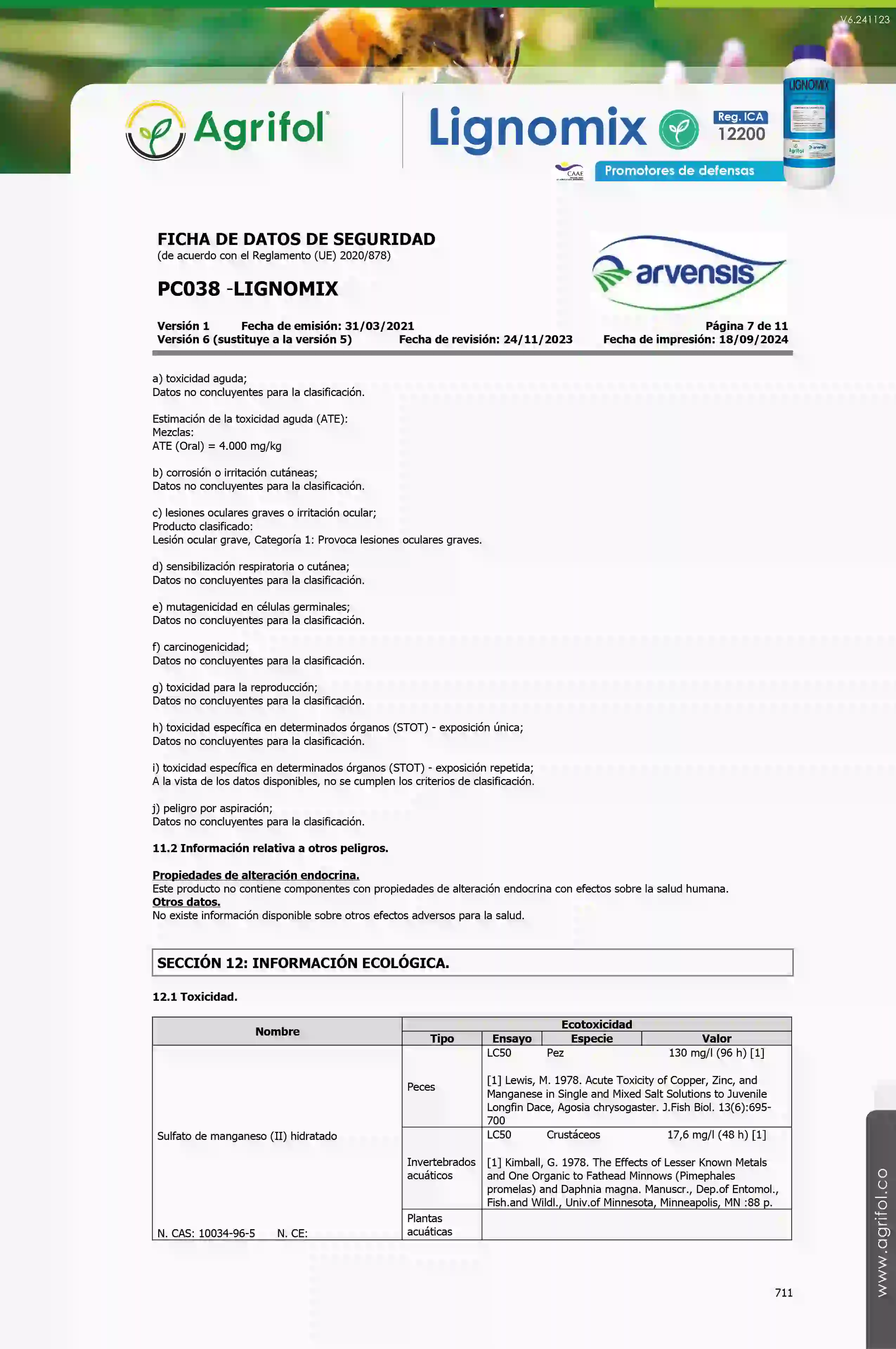 Ficha de seguridad Lignomix - Página 7