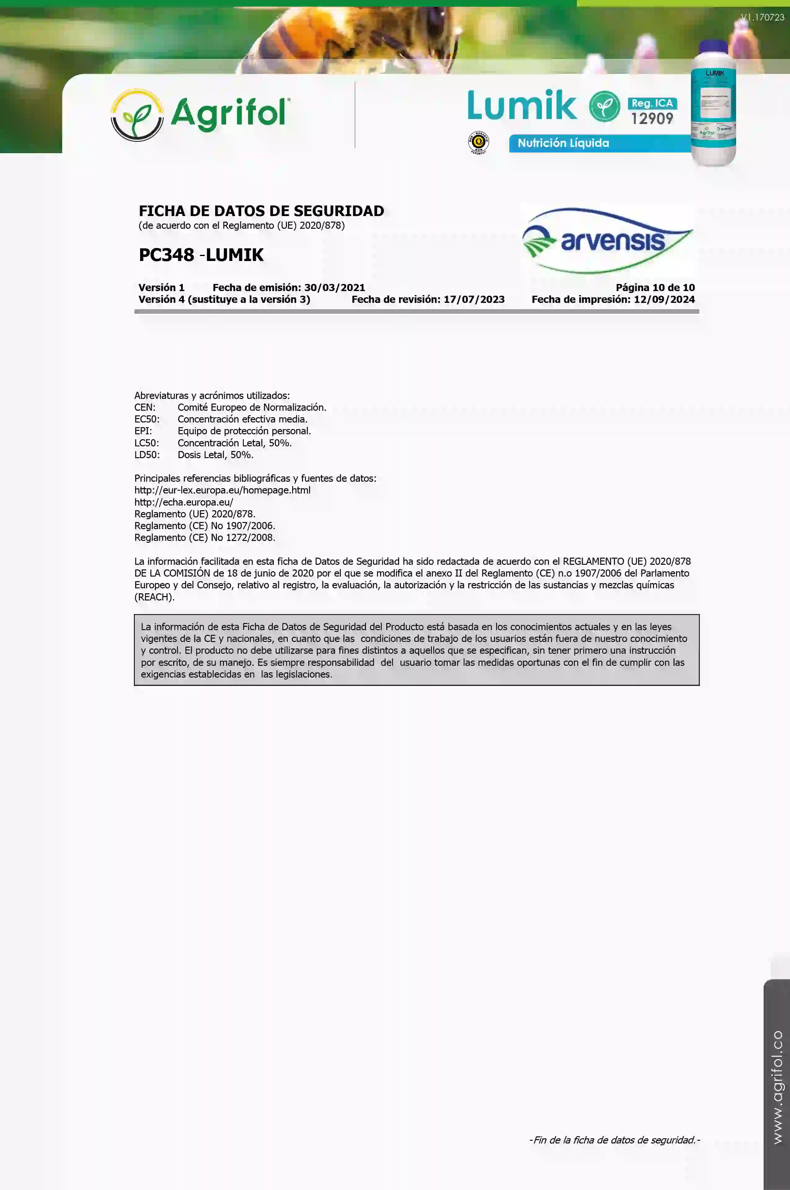 Ficha de seguridad Lumik - Página 10