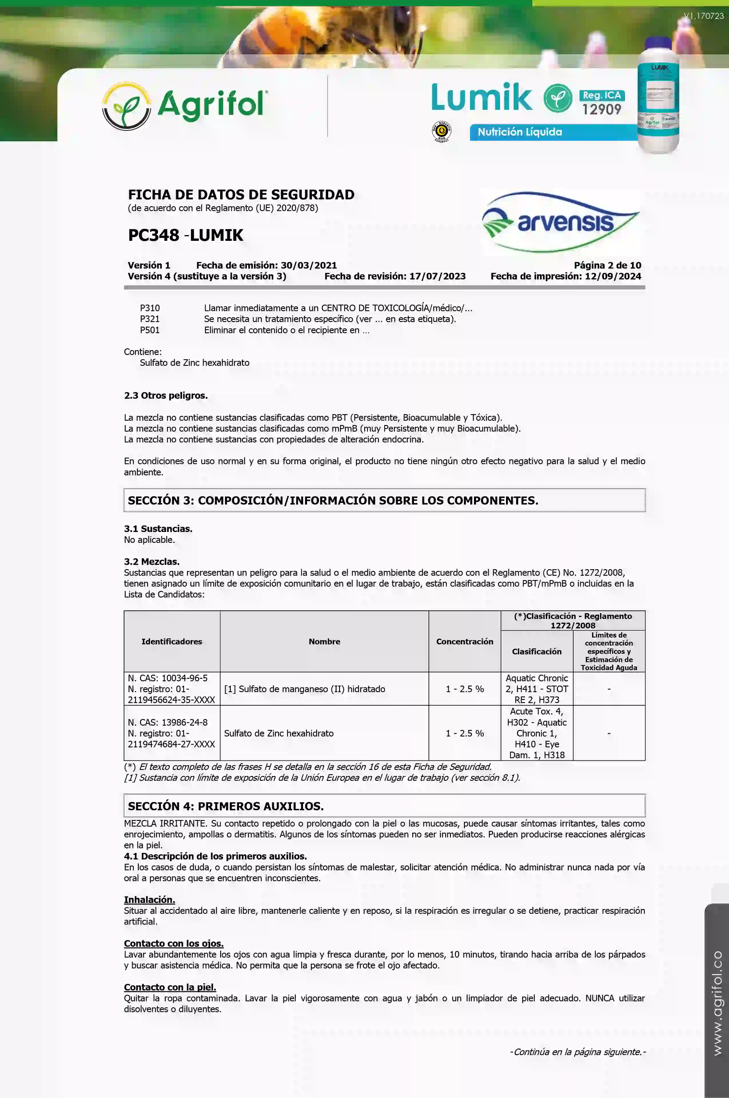 Ficha de seguridad Lumik - Página 2