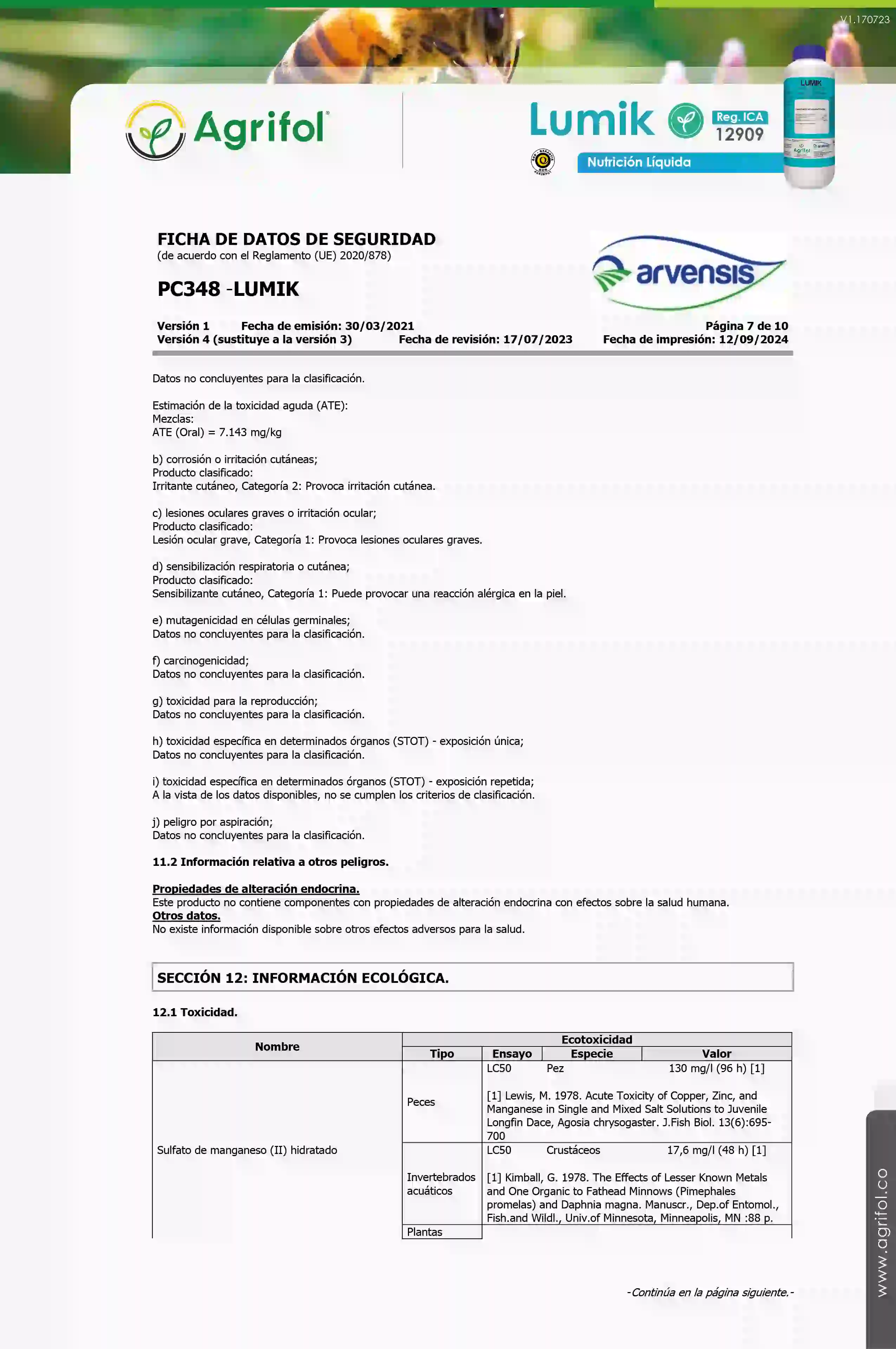 Ficha de seguridad Lumik - Página 7