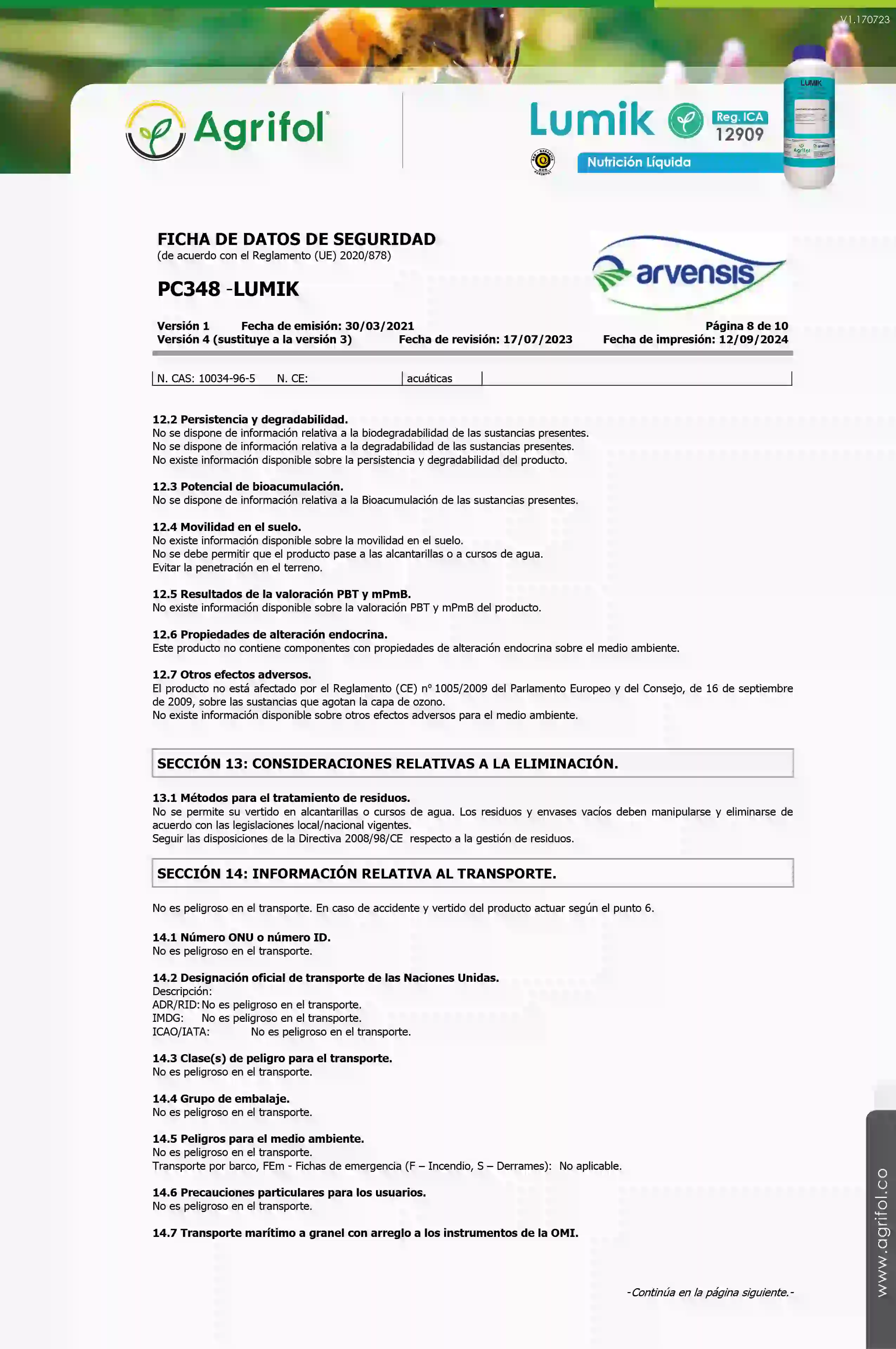 Ficha de seguridad Lumik - Página 8