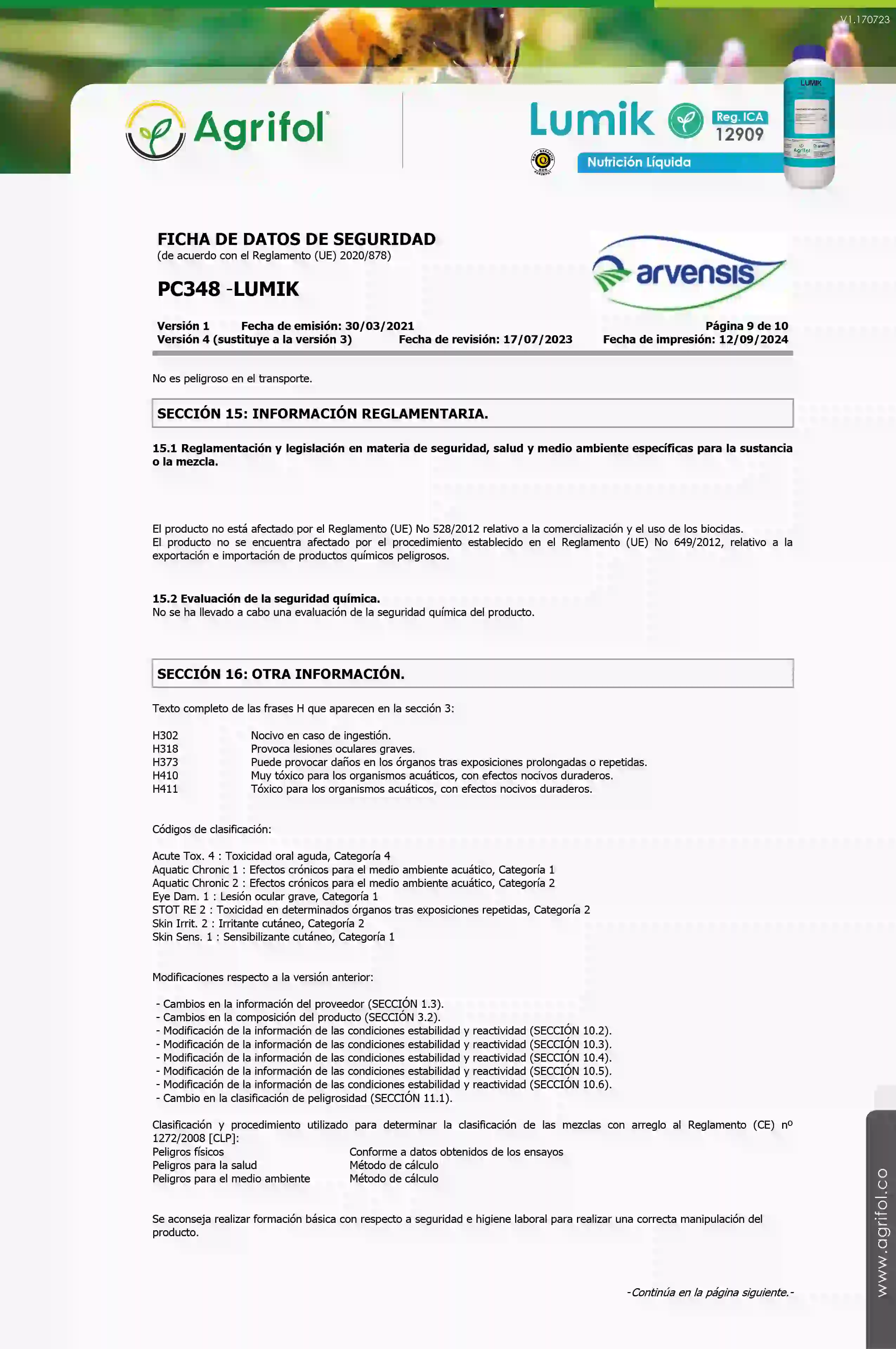 Ficha de seguridad Lumik - Página 9