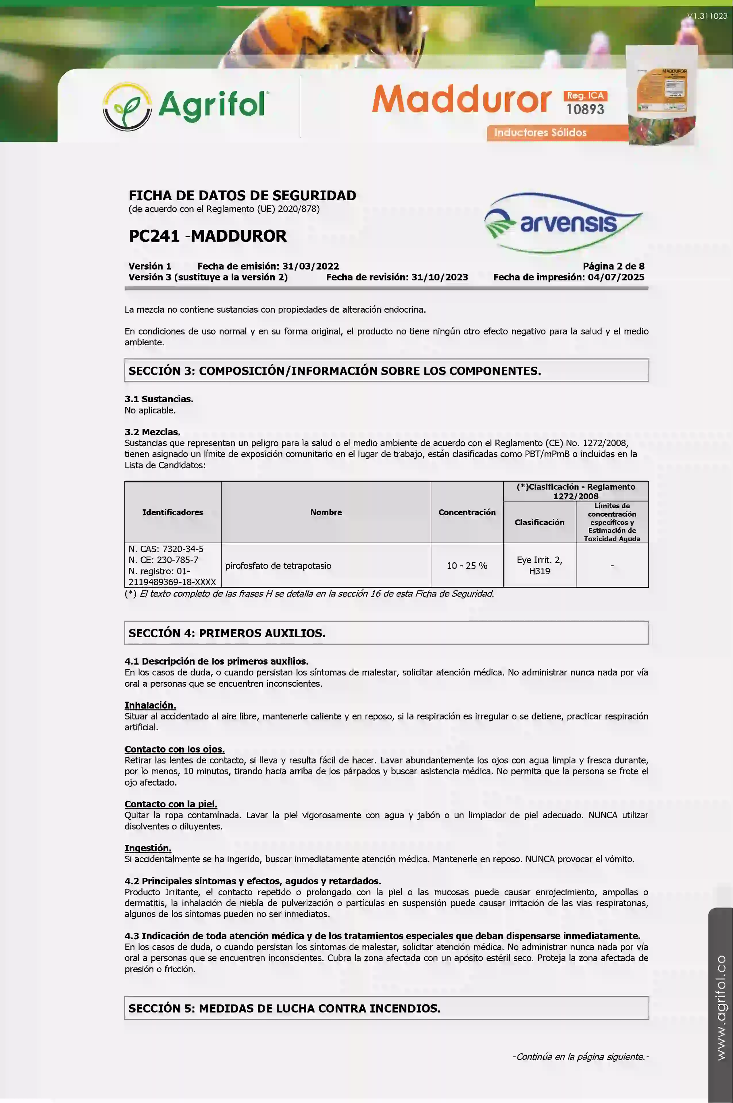 Ficha de seguridad Madduror - Página 2