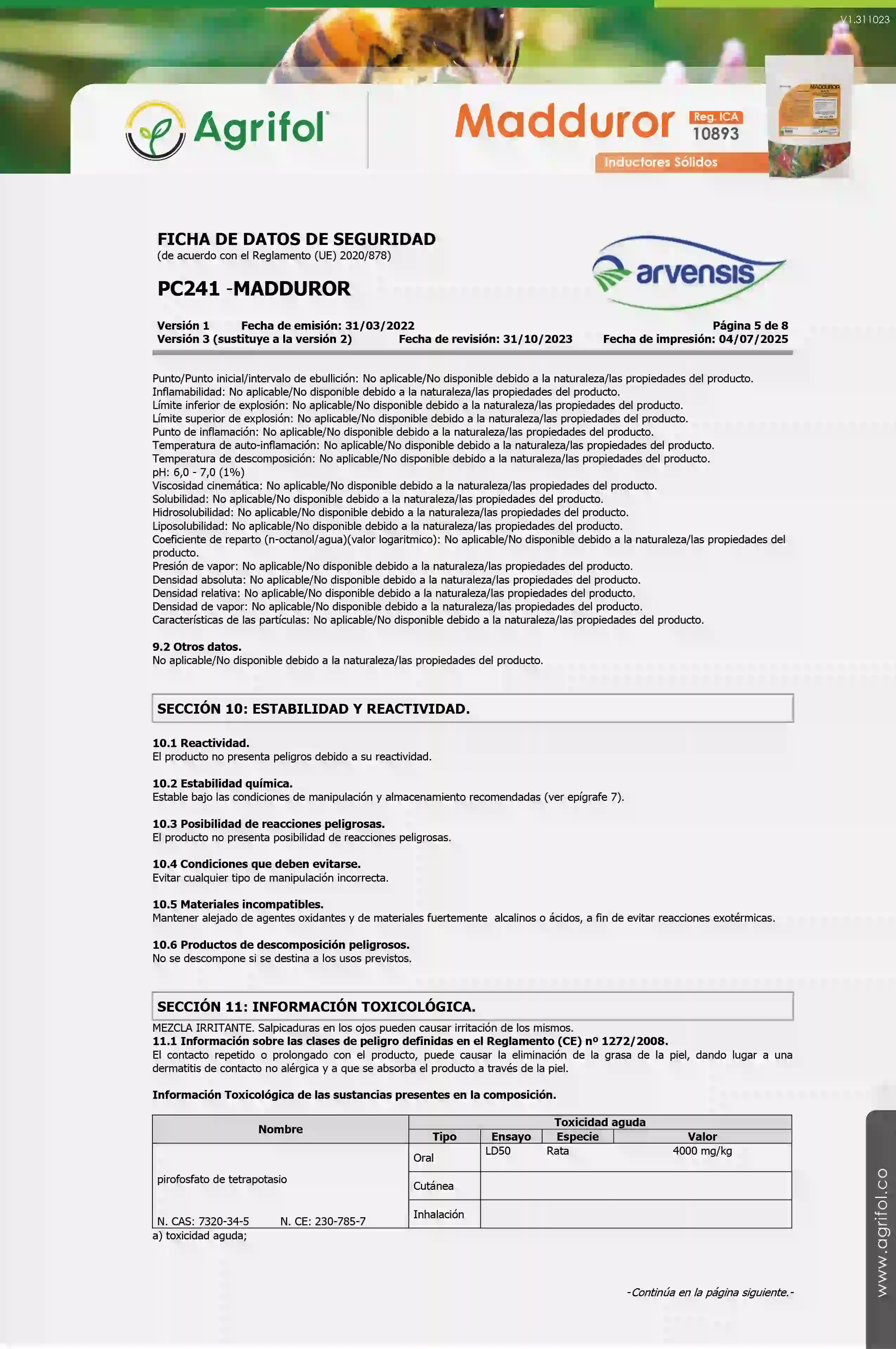 Ficha de seguridad Madduror - Página 5