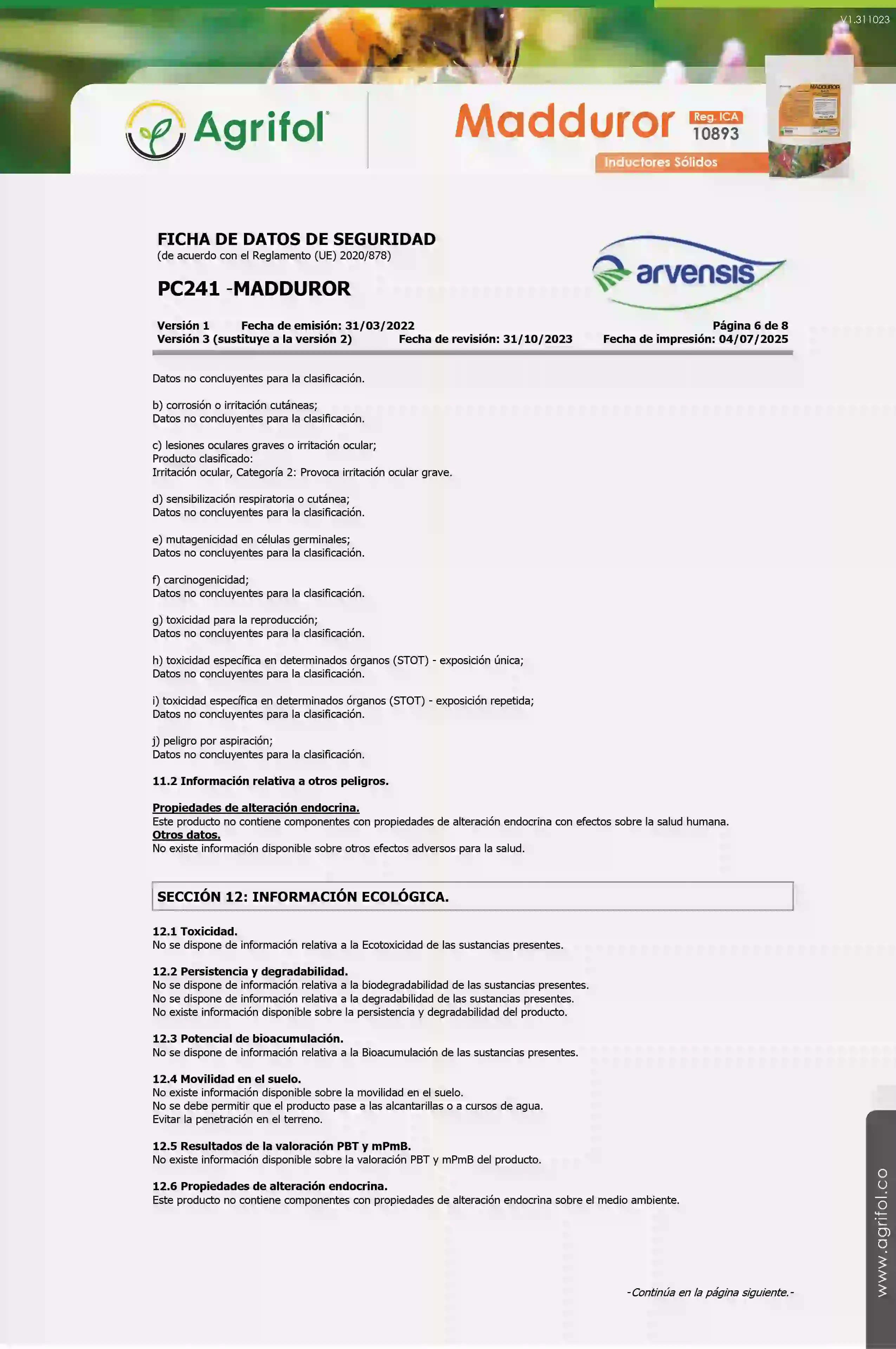 Ficha de seguridad Madduror - Página 6