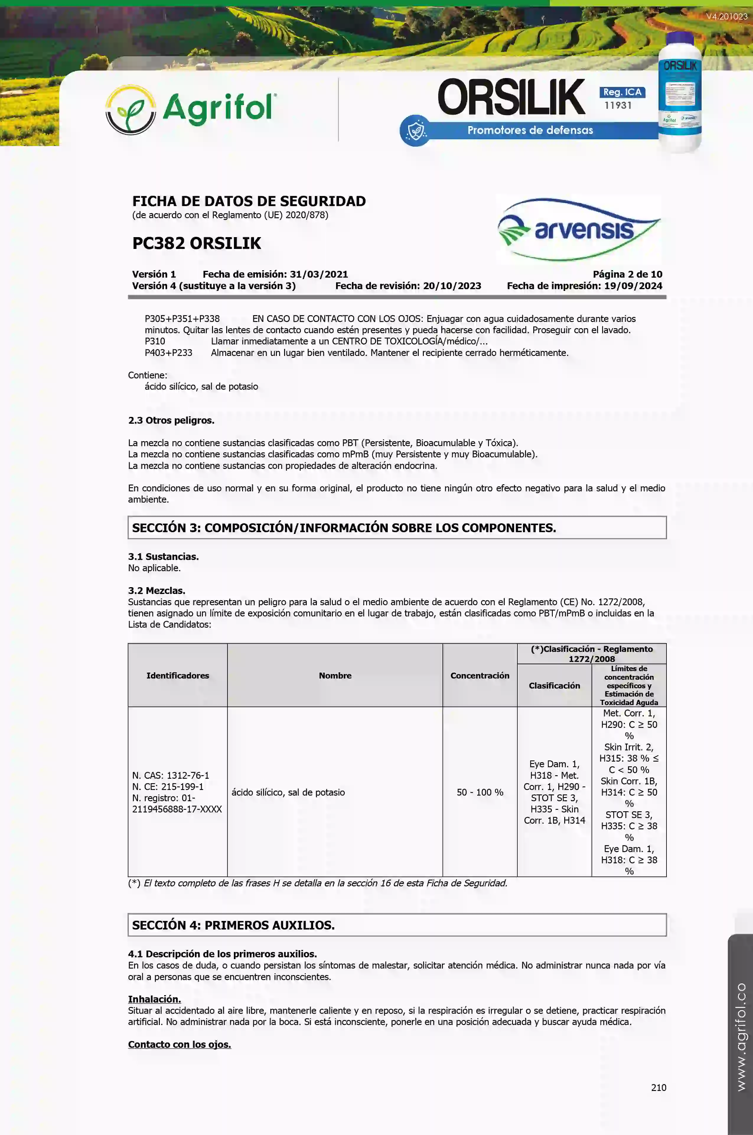 Ficha de seguridad Orsilik - Página 2