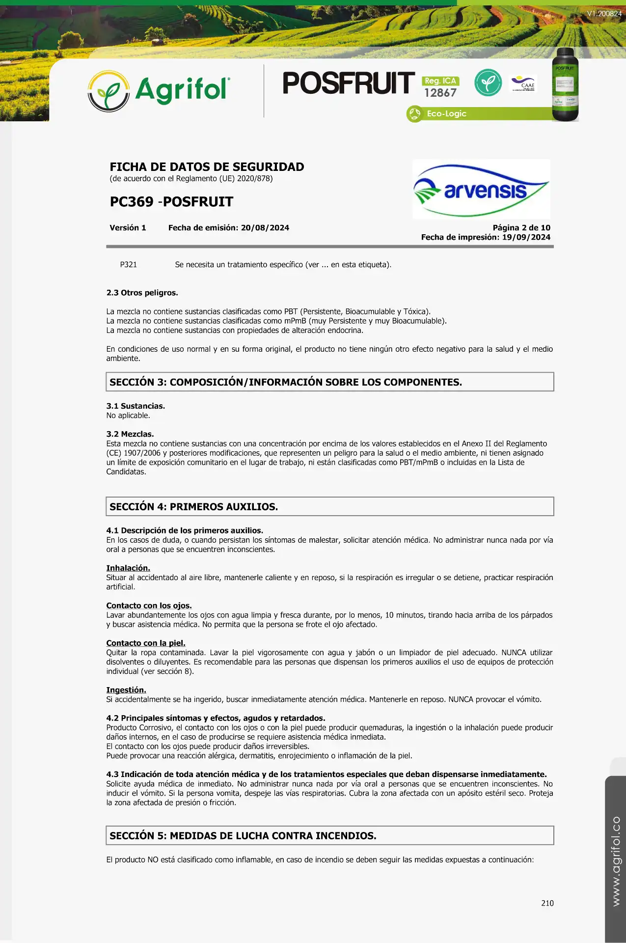 Ficha de seguridad Posfruit - Página 2
