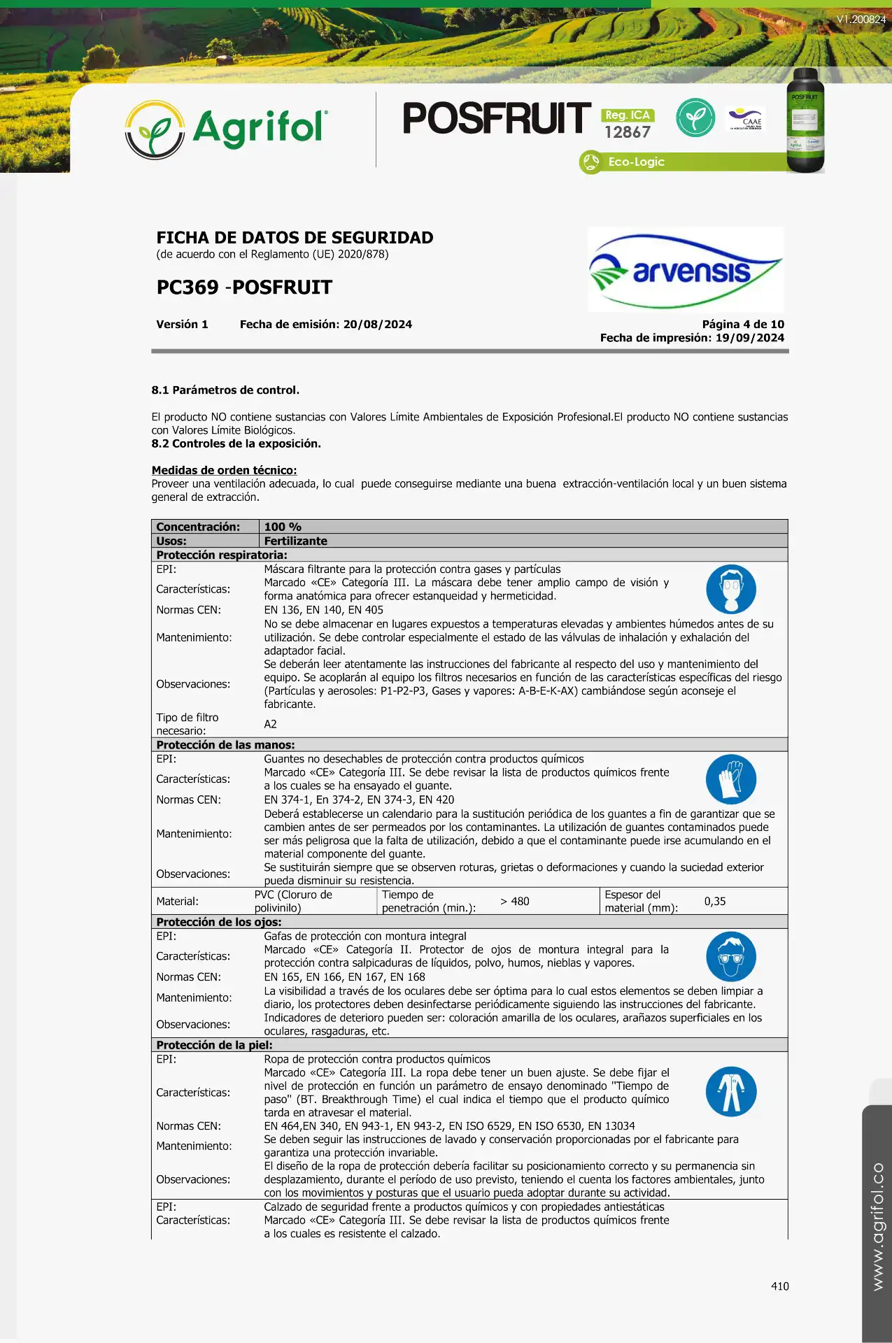 Ficha de seguridad Posfruit - Página 4