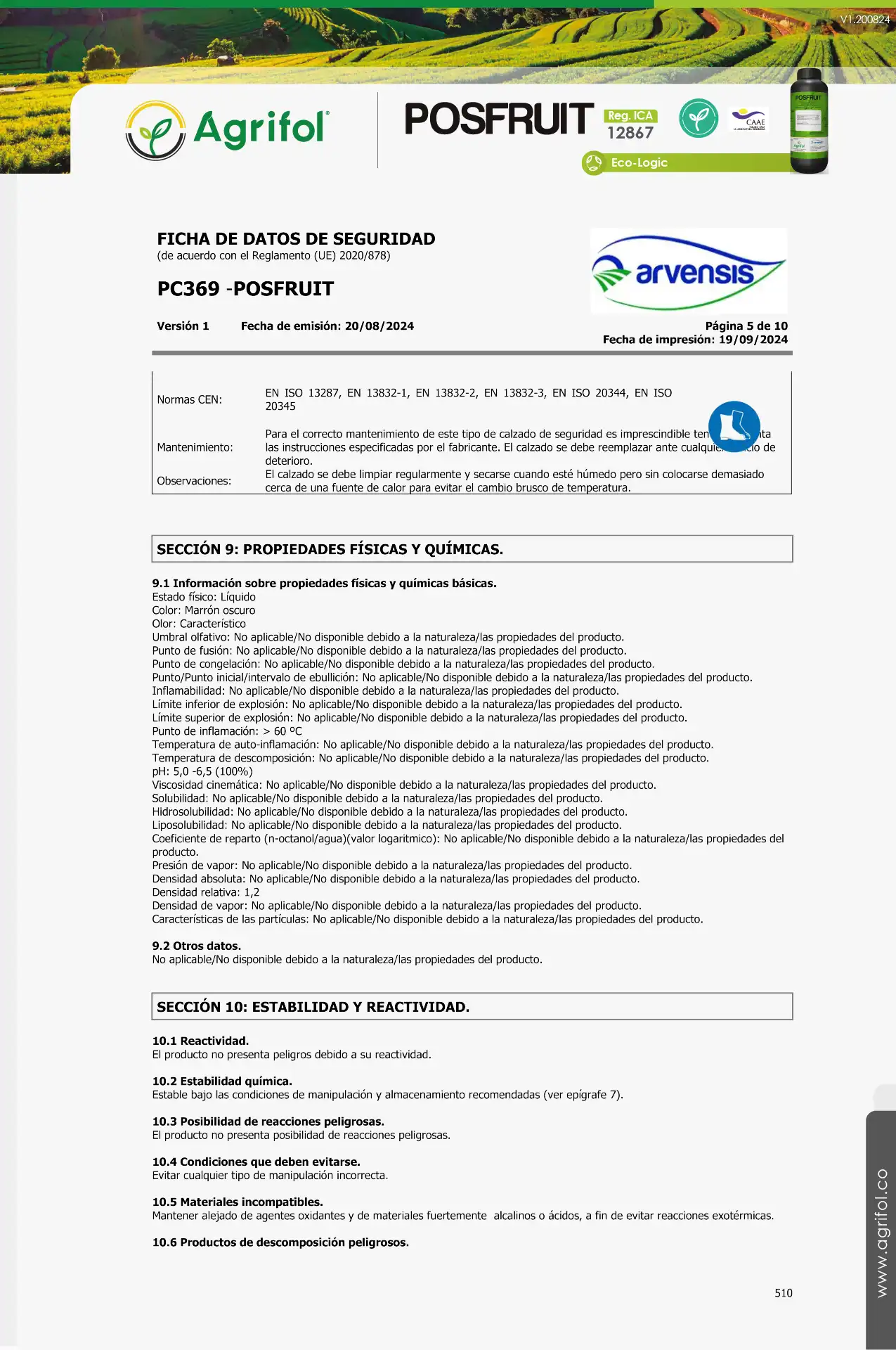 Ficha de seguridad Posfruit - Página 5