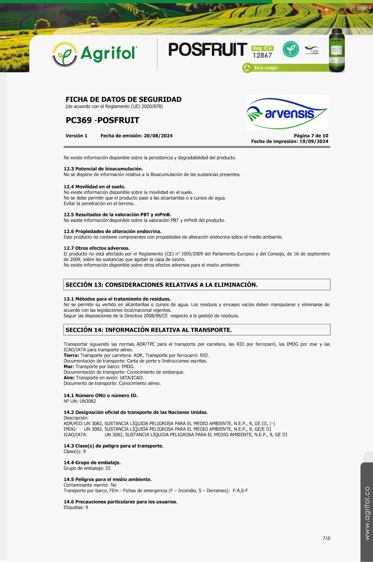 Ficha de seguridad Posfruit - Página 7