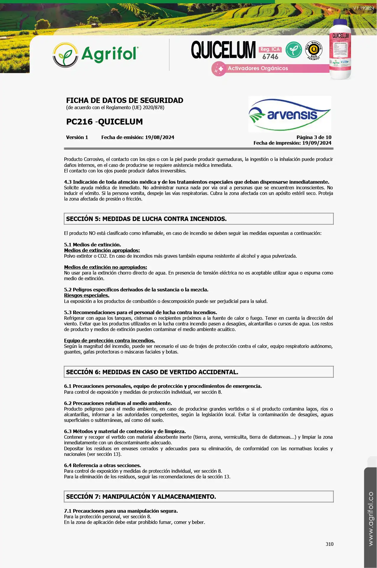 Ficha de seguridad Quicelum - Página 3
