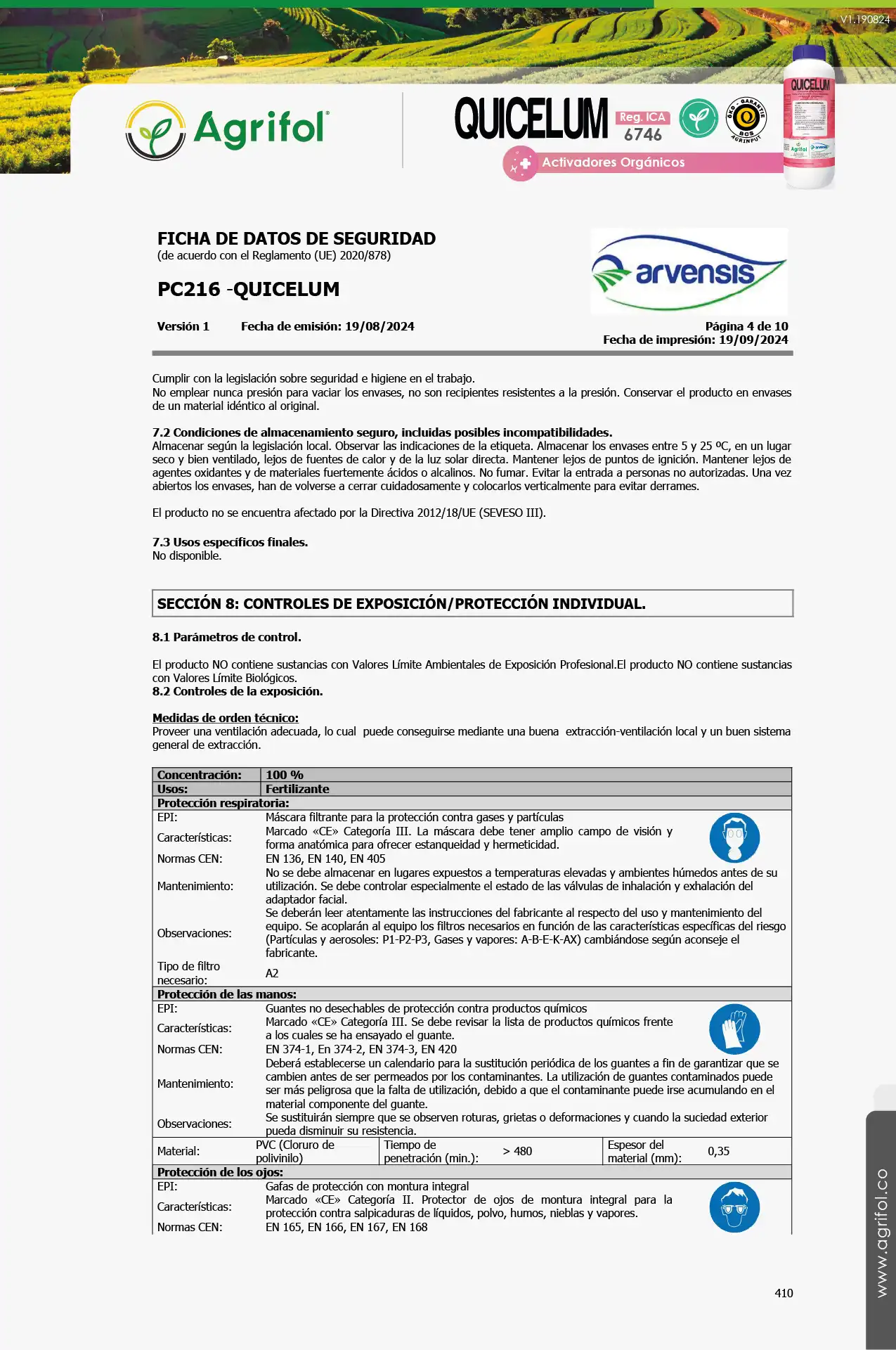 Ficha de seguridad Quicelum - Página 4