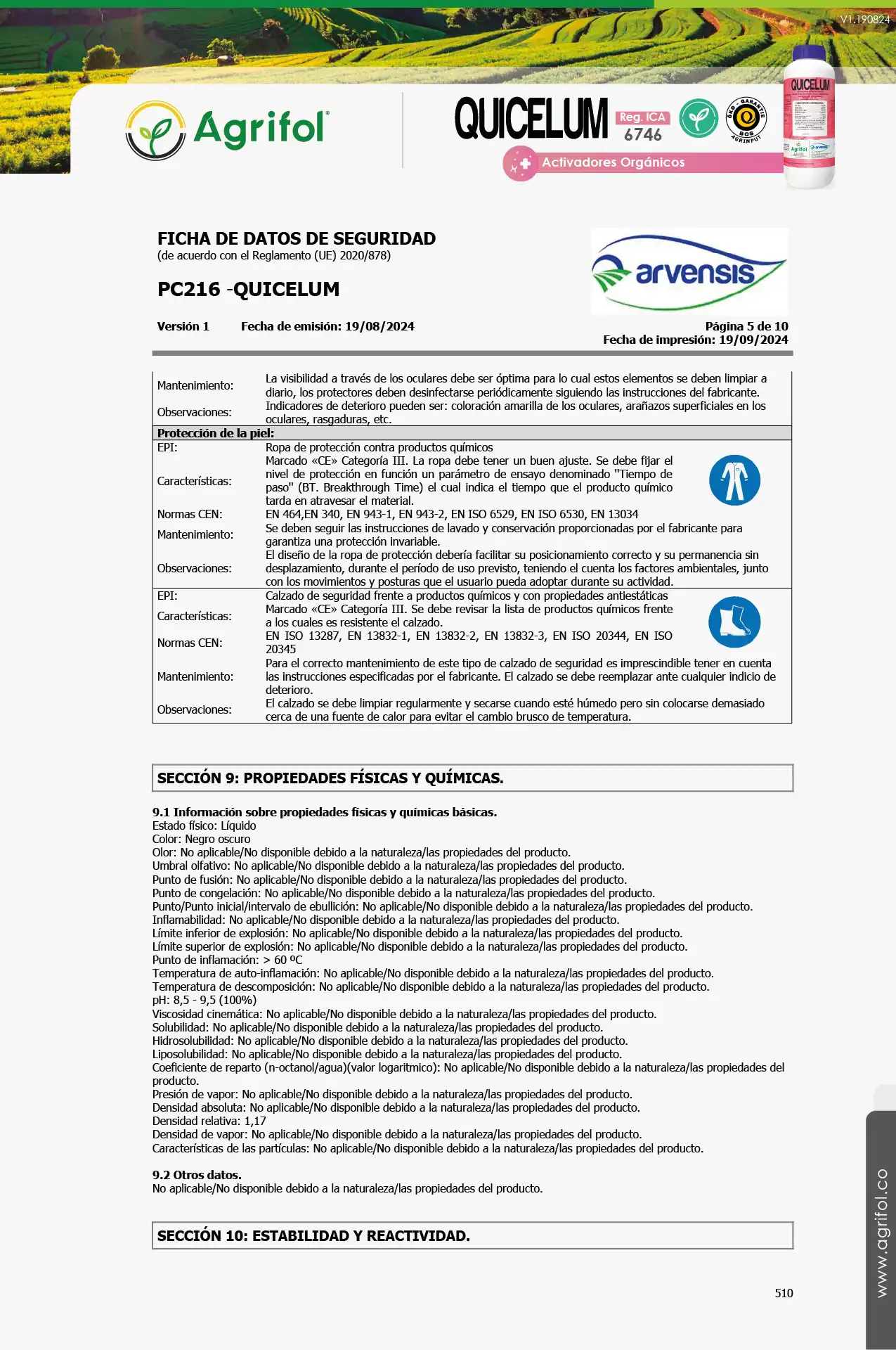 Ficha de seguridad Quicelum - Página 5