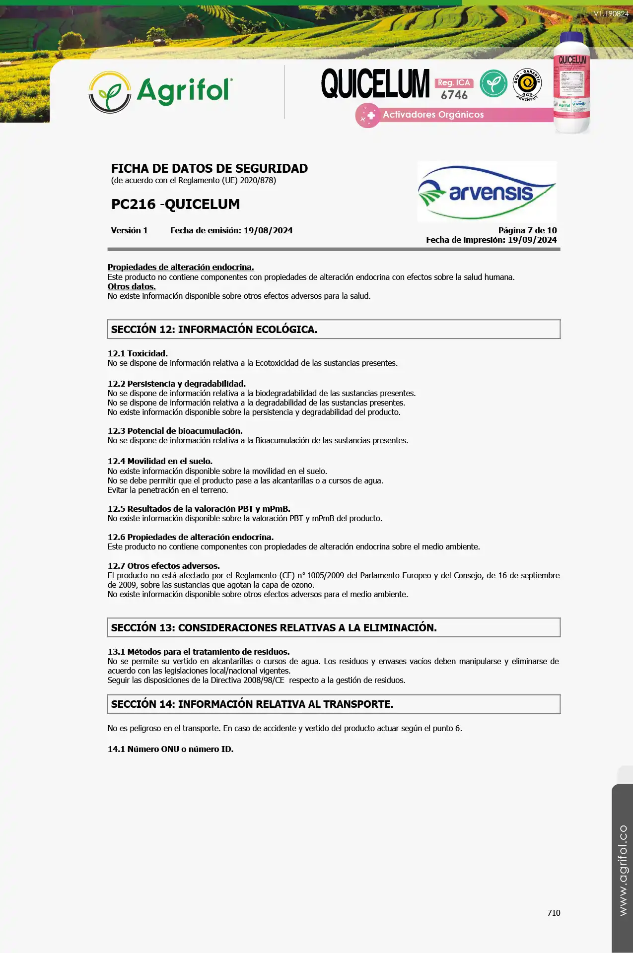 Ficha de seguridad Quicelum - Página 7