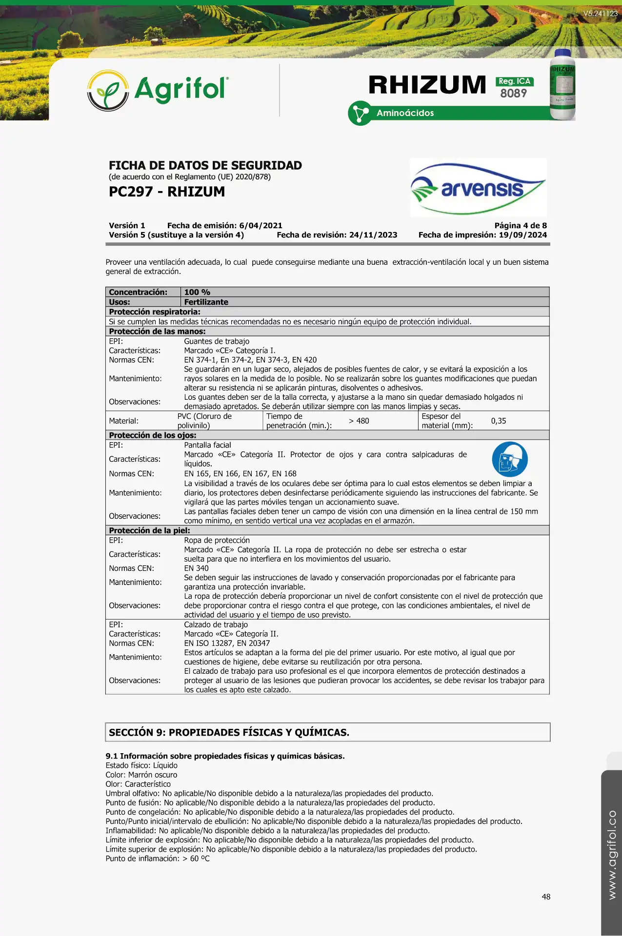 Ficha de seguridad Rhizum - Página 2