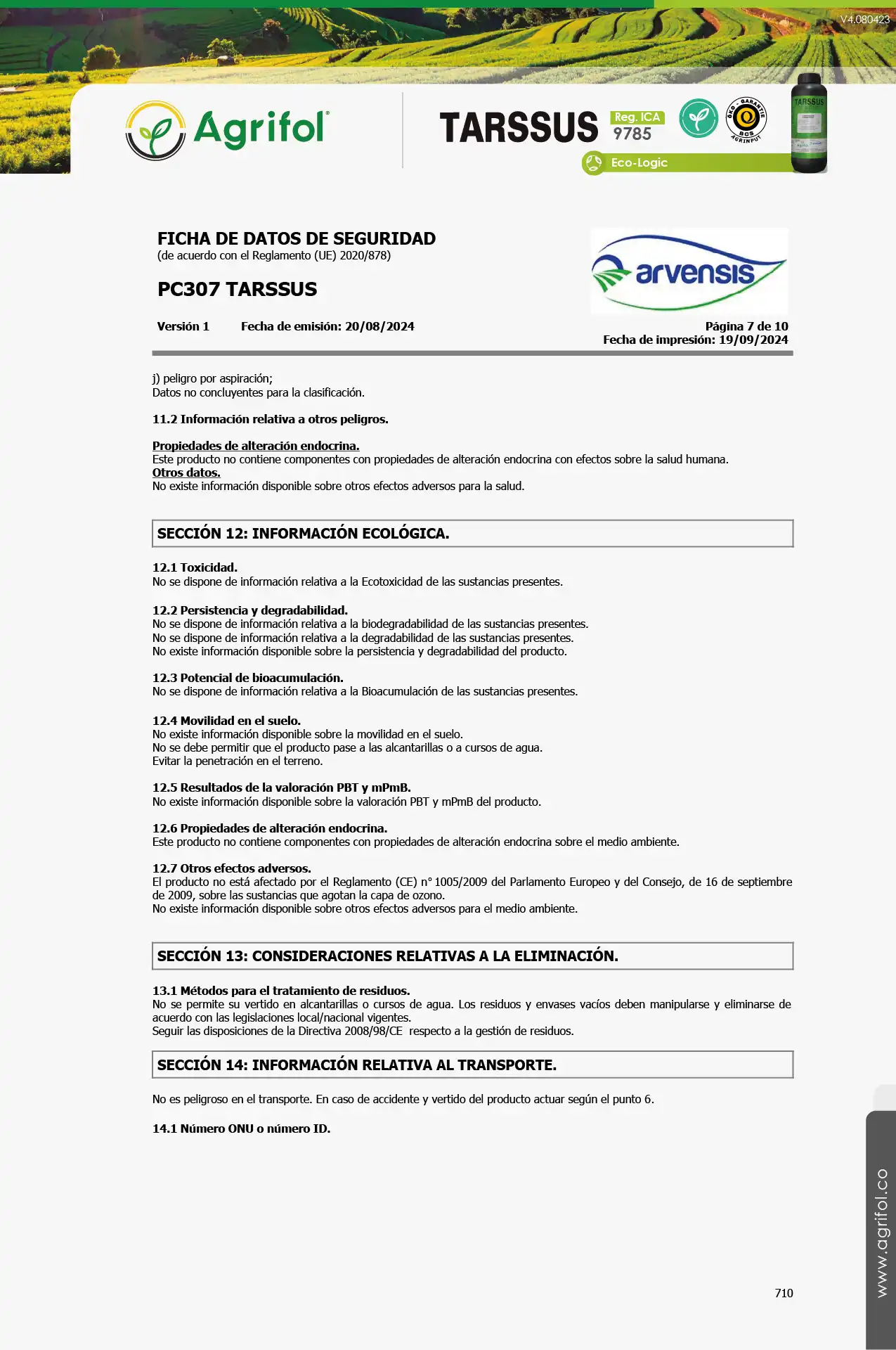 Ficha de seguridad Tarssus - Página 7