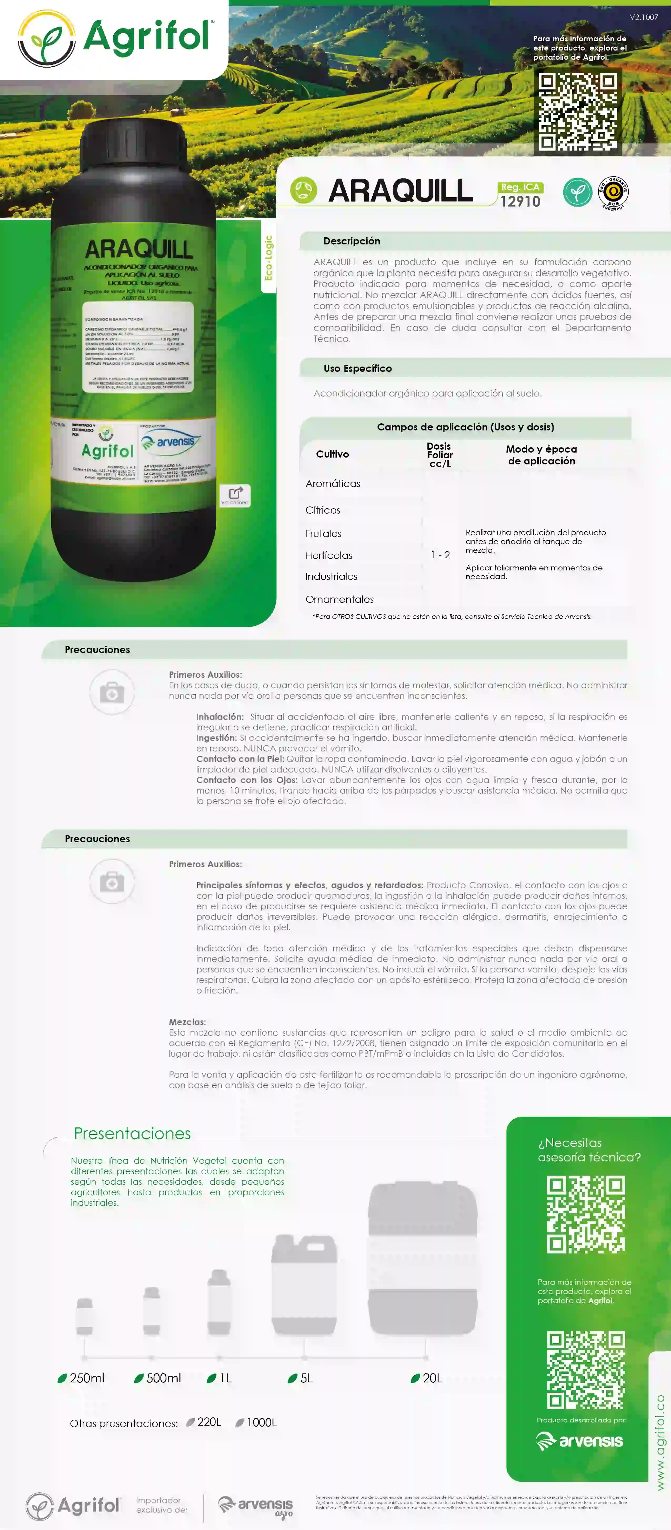 Ficha técnica Araquill - Página 1