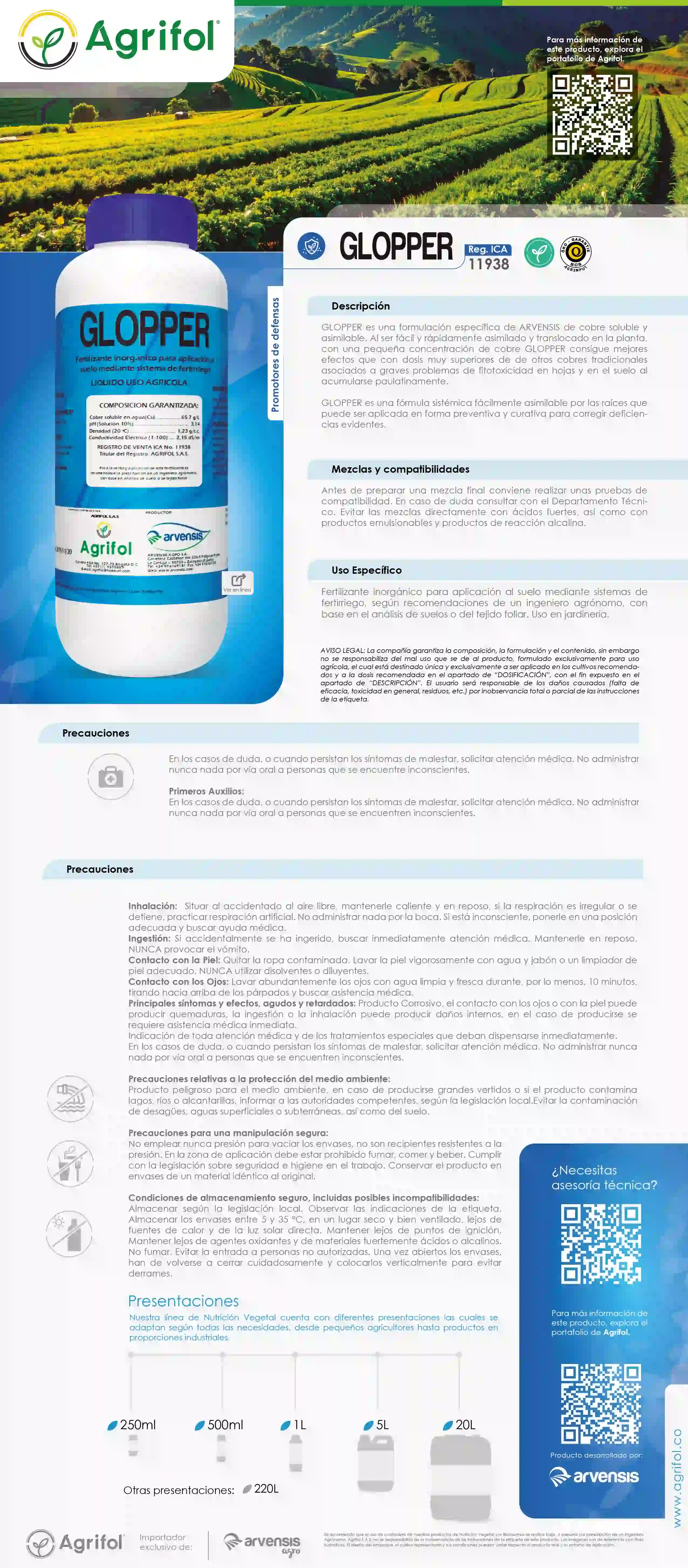 Ficha técnica Glopper - Página 1
